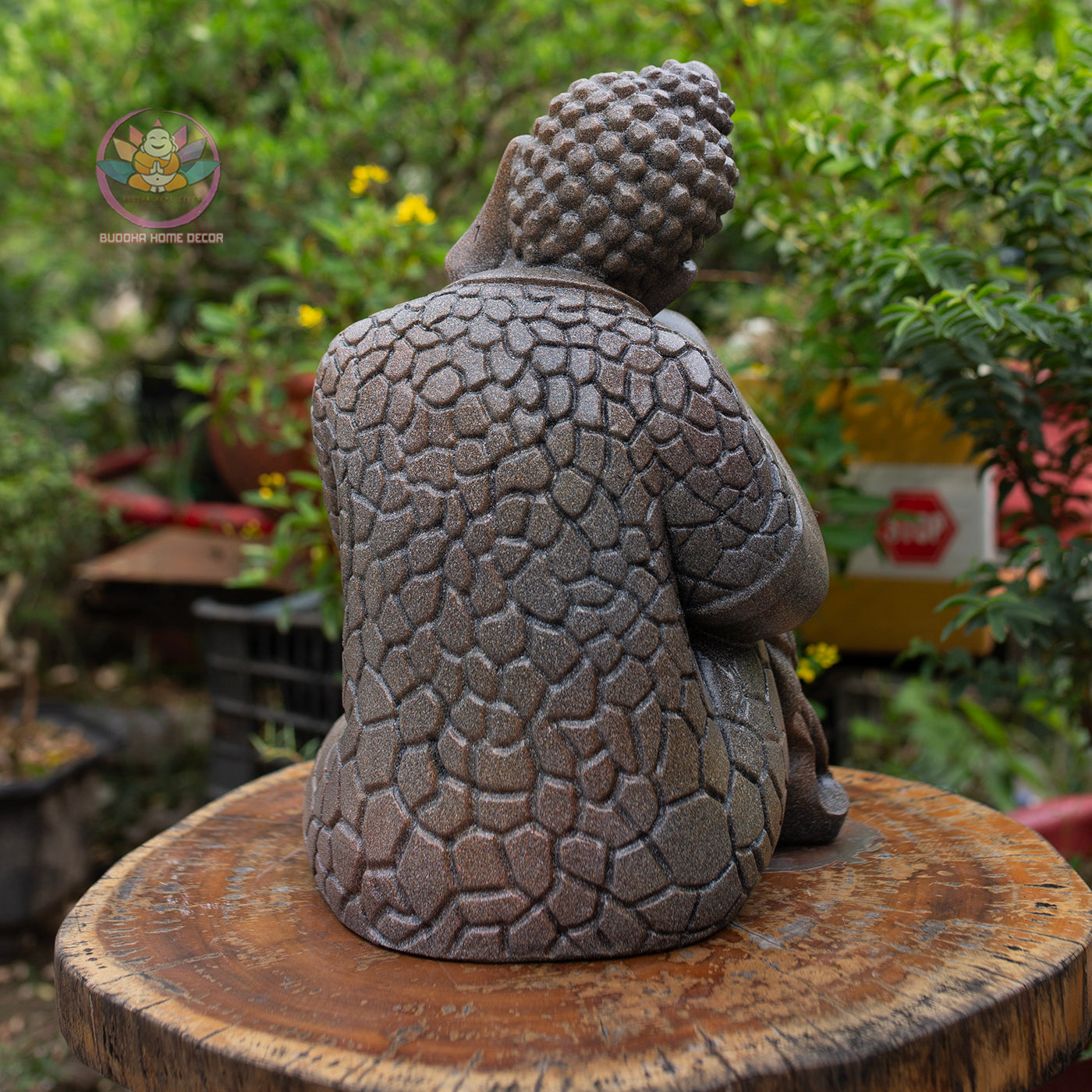 Resting Buddha Statue – Silver Finish Resin Sculpture – Zen Meditation Decor, Mindfulness Gift, Buddhist Home Altar Ornament - 13.4 inches