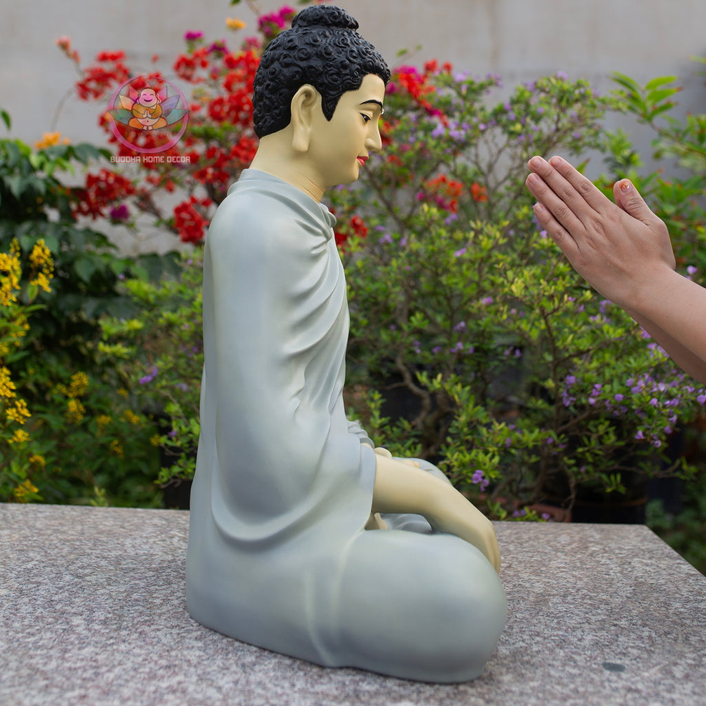 Shakyamuni Buddha Statue – Earth Touching Mudra – Hand-Painted Spiritual Decor