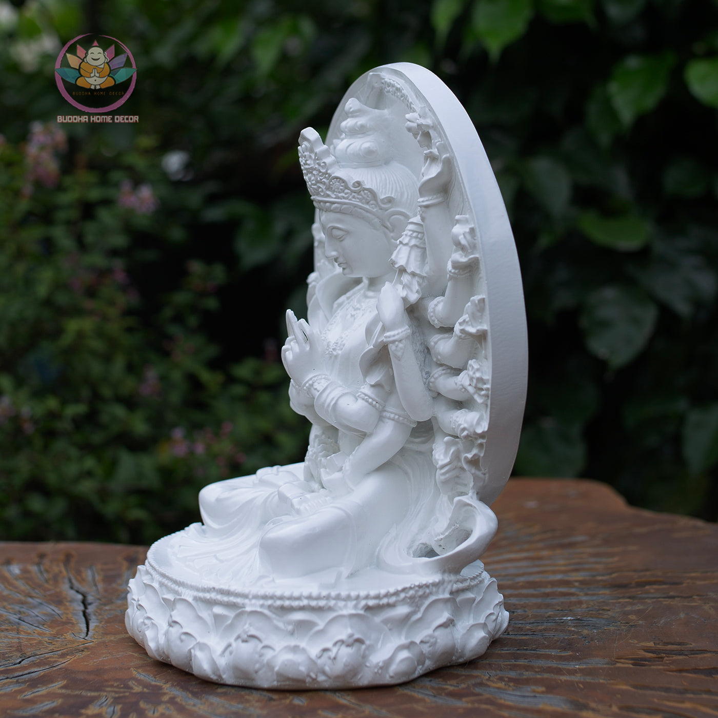 Cundi Bodhisattva Statue 9.4" – White Resin Multi-Armed Buddha for Home & Altar Decor