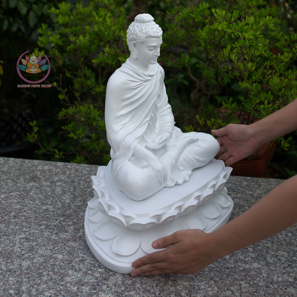 Shakyamuni Buddha Statue with Lotus Base, Meditation Buddha Sculpture, Detachable Lotus Pedestal, Zen Buddhist Decor, Spiritual Altar Statue