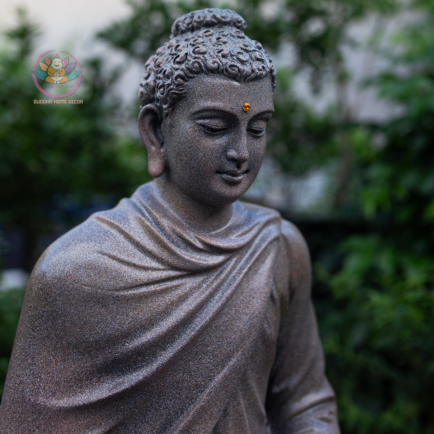 Large Buddha Statue 19.7" – Shakyamuni Meditation Sculpture in Antique Stone Finish
