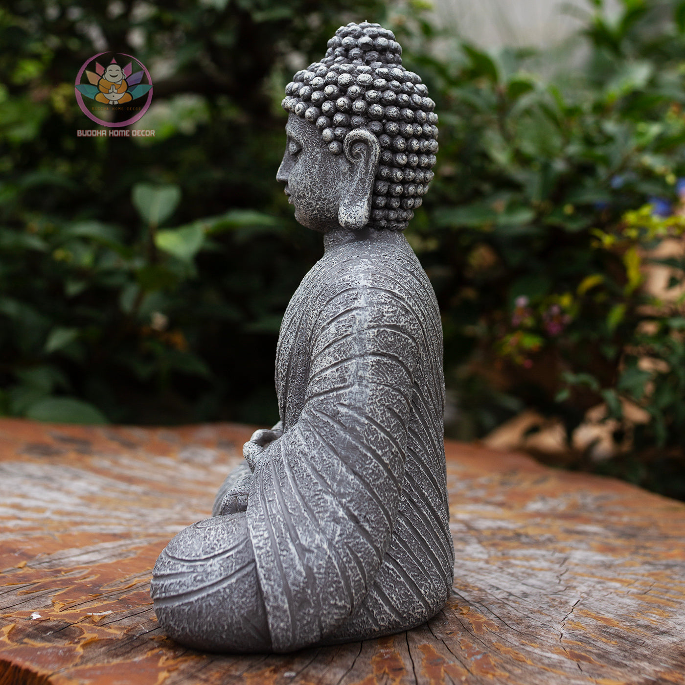Shakyamuni Buddha Statue 9.4" | Composite Resin and Stone Powder | Antique Stone Finish
