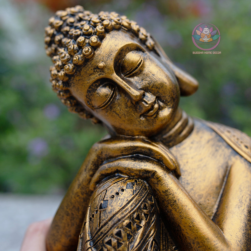 Antique bronze Sleeping Buddha Statue for Home Decor – Handmade Zen Buddha Sculpture