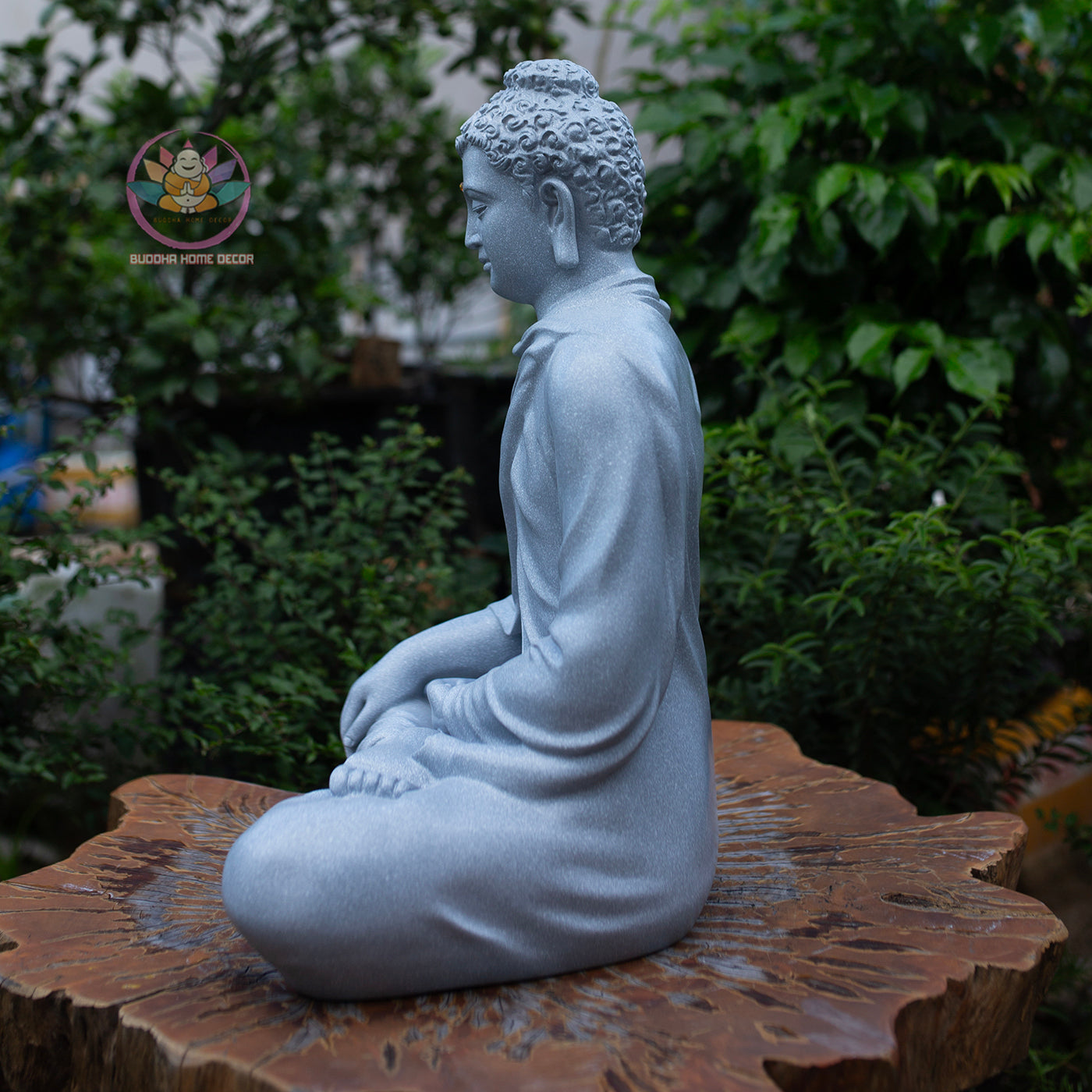 Large Buddha Statue 19.7" – Shakyamuni Meditation Sculpture in Light Stone Finish