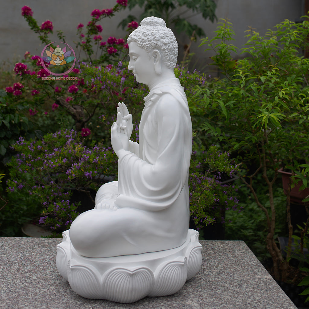 Large Shakyamuni Buddha Dharmachakra Statue, White Meditation Buddha Sculpture, Buddhist Altar Decor, Zen Home Statue, Spiritual Gift