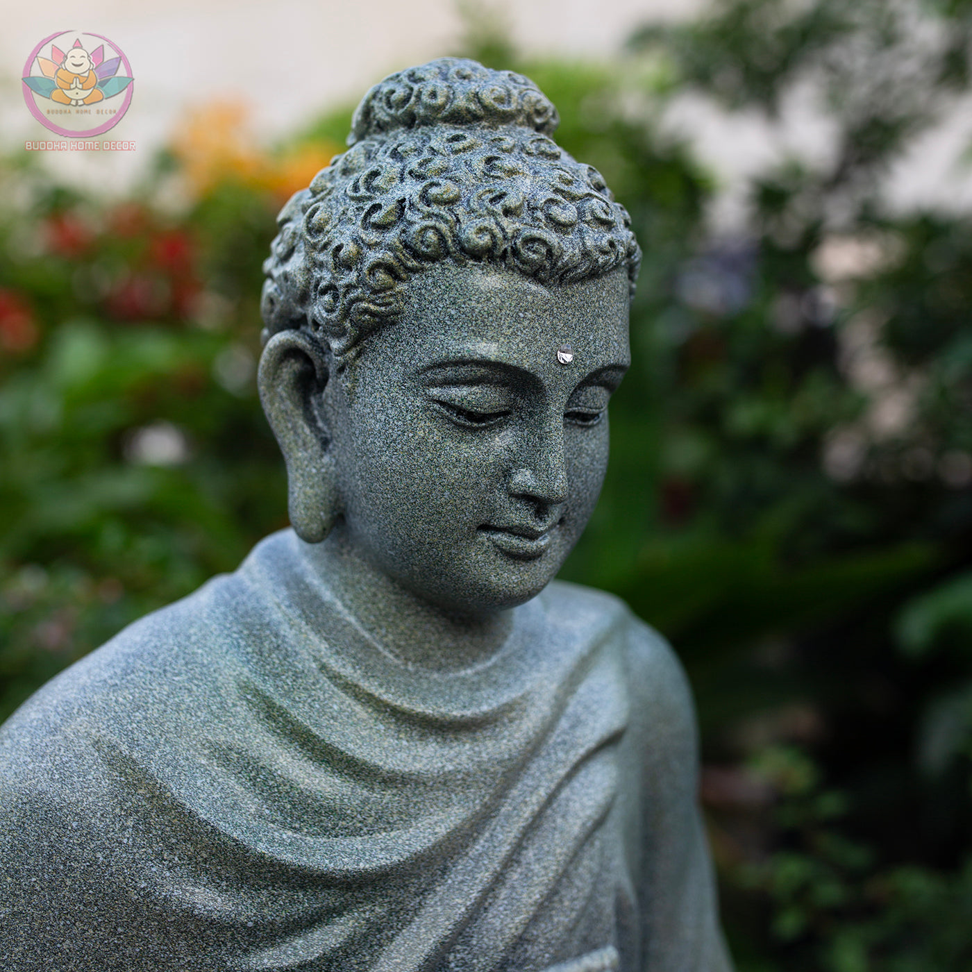 Granite-Style Buddha Statue – 19.7" (50cm) Vitarka Mudra | Shakyamuni Turning Dharma Wheel | Stone-Look Resin Sculpture | Vietnam Handmade