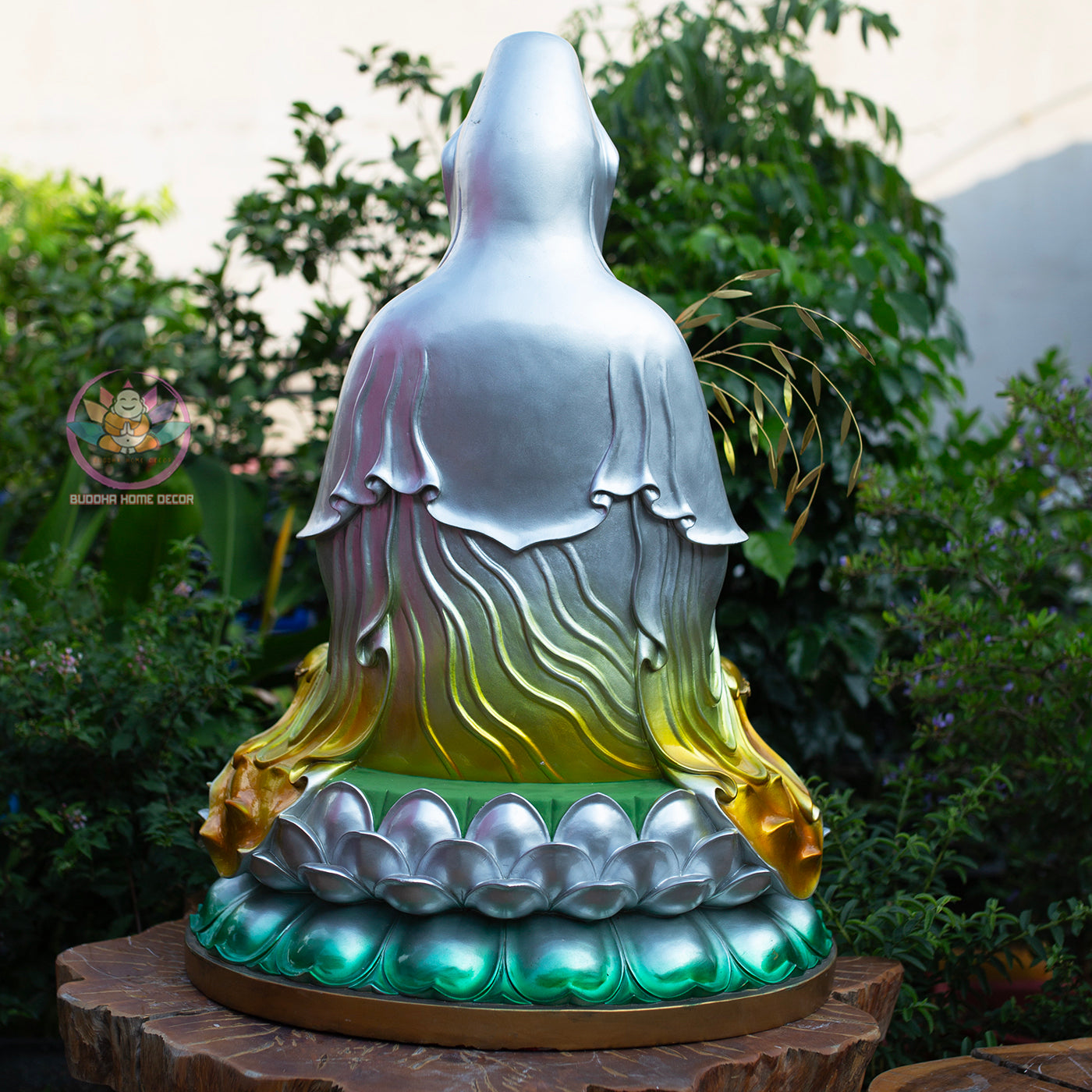Multi-Color Quan Yin Statue 19.7" | Composite Resin and Stone Powder | Hand-Painted Guanyin Bodhisattva on Lotus Base | Buddhist Altar Decor