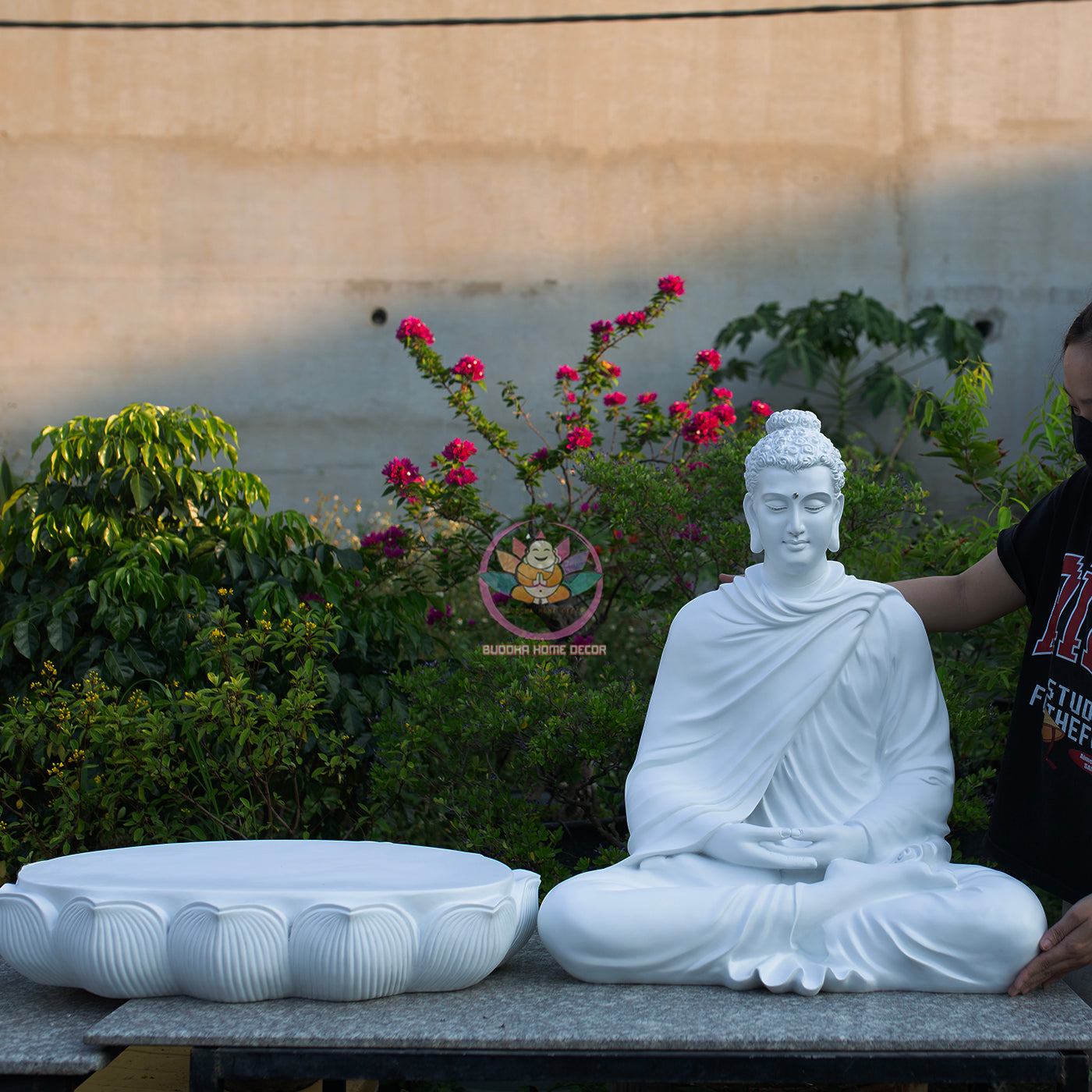 Shakyamuni Buddha Meditation Statue White Robe, Large Buddha Sculpture, Zen Decor, Buddhist Altar Statue, Spiritual Home Decor Gift