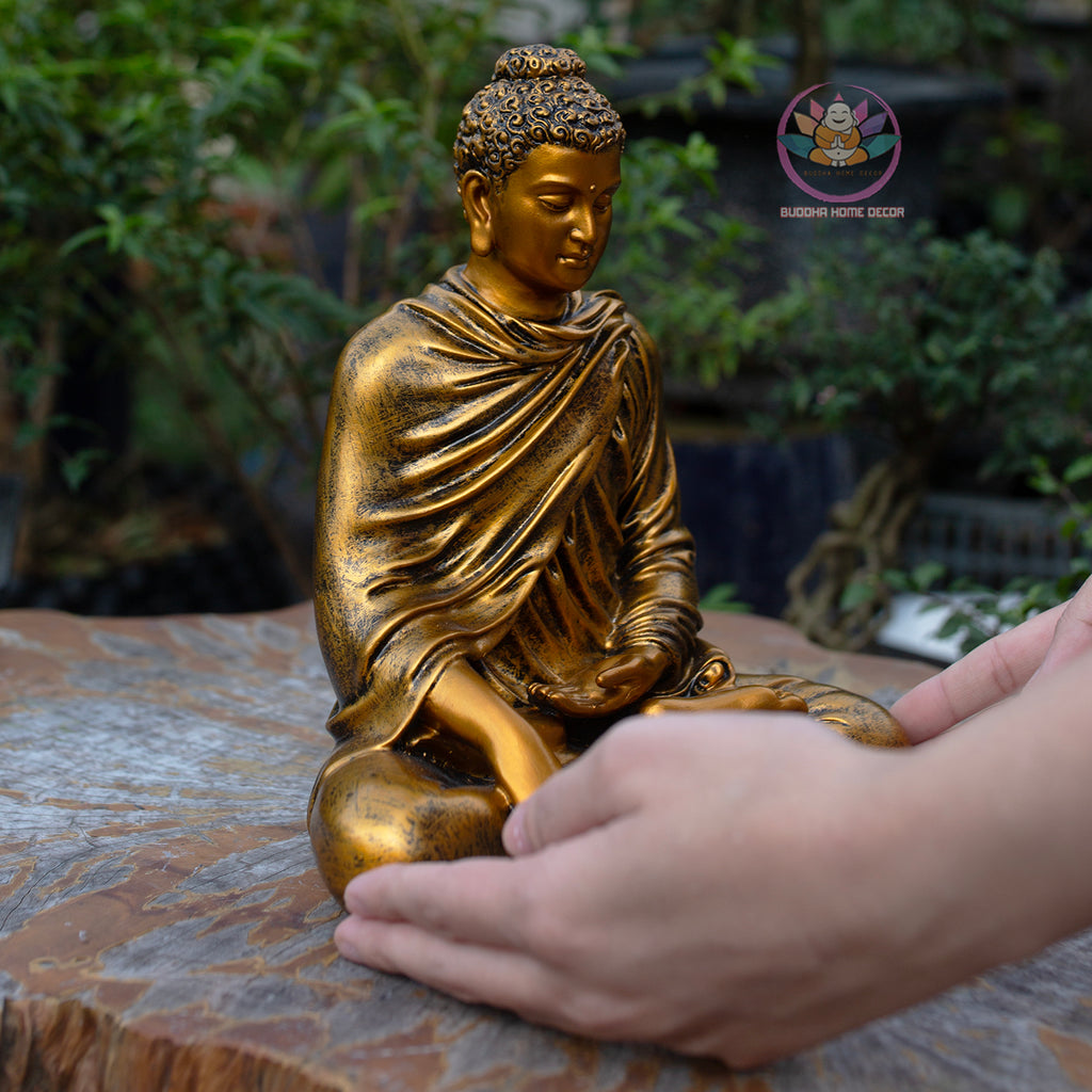 Antique Bronze Shakyamuni Buddha Statue – Handmade Meditation Buddha Decor