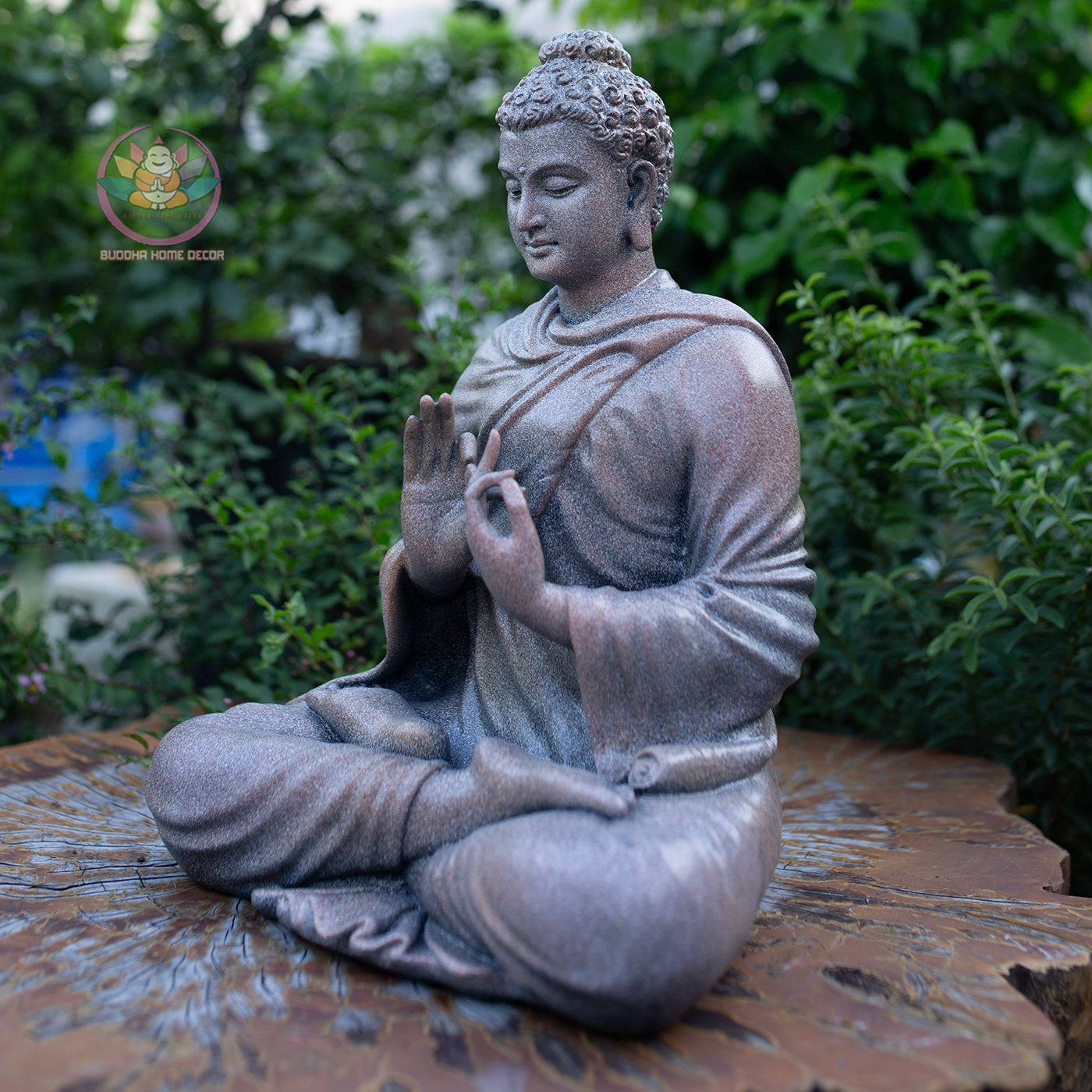 Shakyamuni Buddha Statue 14.5" | Composite Resin and Stone Powder | Granite Stone Finish | Turning the Wheel of Dharma Pose