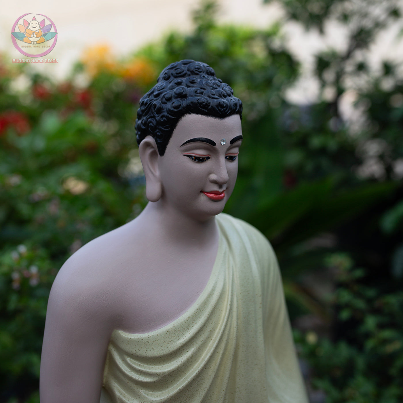 Shakyamuni Buddha Statue – 15" (38cm) Cream Yellow Finish | Meditation Pose | Handcrafted Resin Sculpture from Vietnam