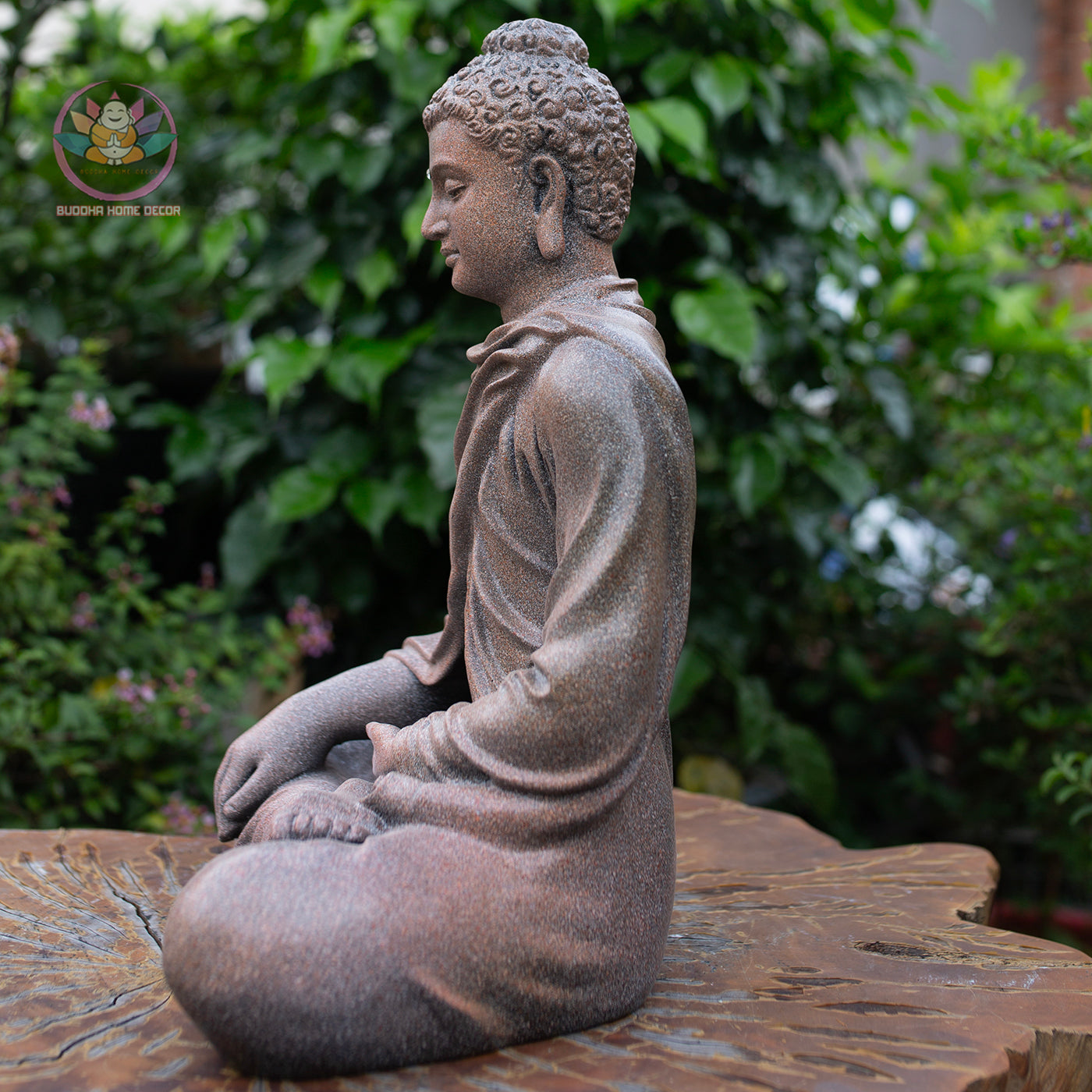 Shakyamuni Buddha Statue 14.5" – Antique Stone Finish Seated Buddha Meditation Sculpture