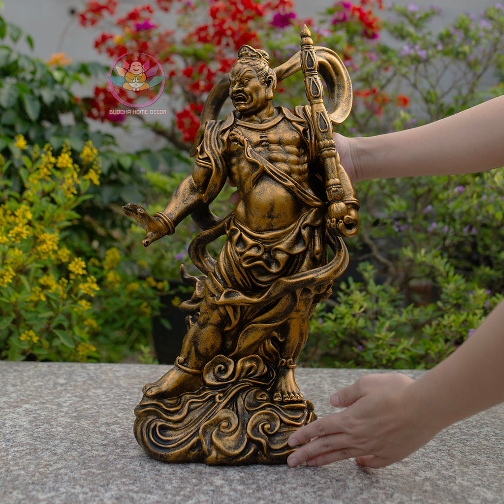 Antique Bronze Vajra Guardian Statues – Handmade Buddhist Temple Decor Set