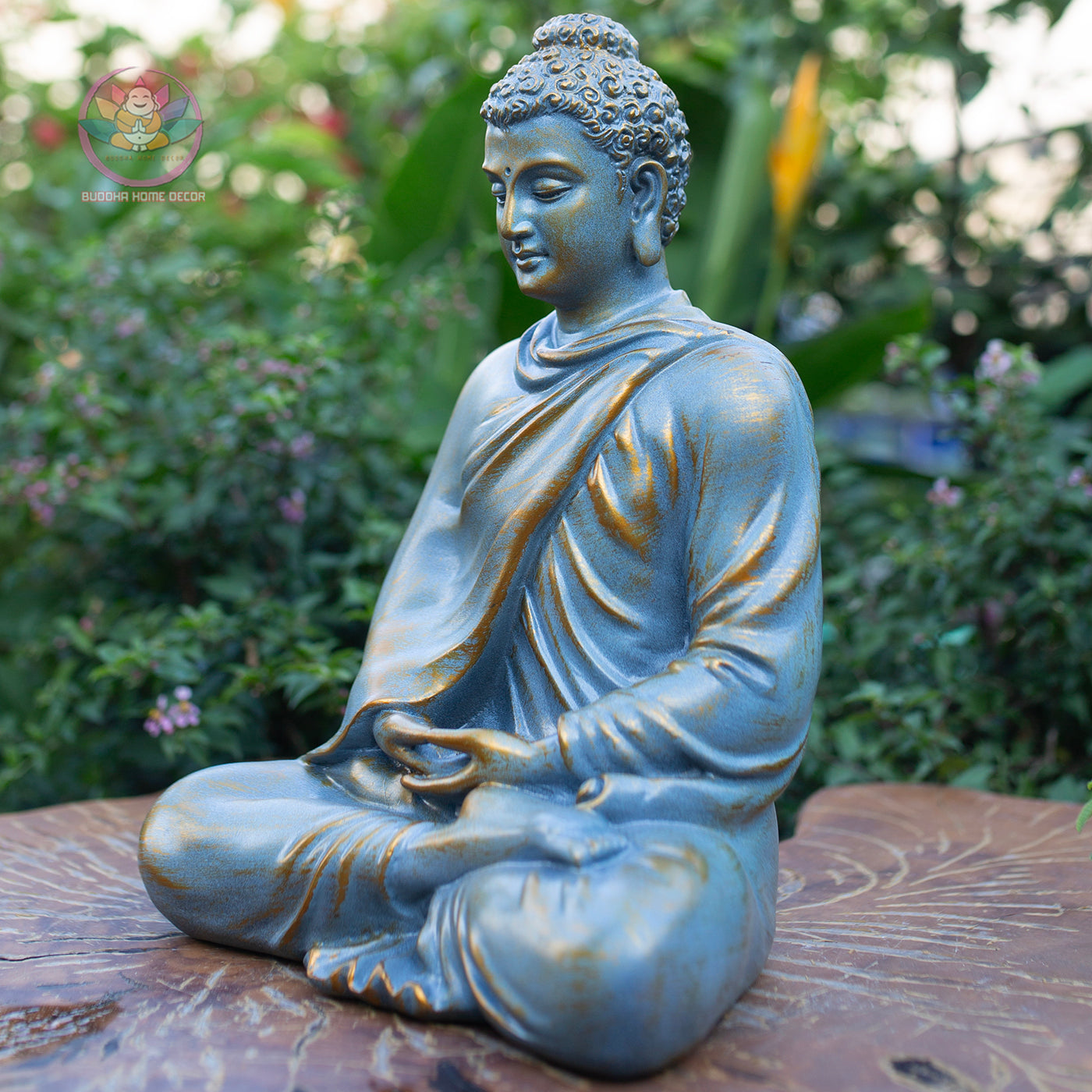Large Blue Buddha Statue 13.8” | Meditating Buddha Figurine | Resin Sculpture for Altar, Zen Garden, Yoga Studio, Spiritual Gift