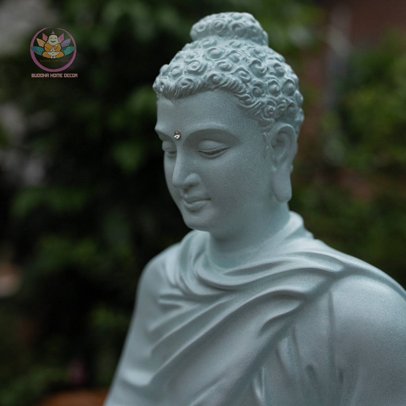 Shakyamuni Buddha Statue 14.5" – Greyish Teal Finish Seated Meditation Buddha