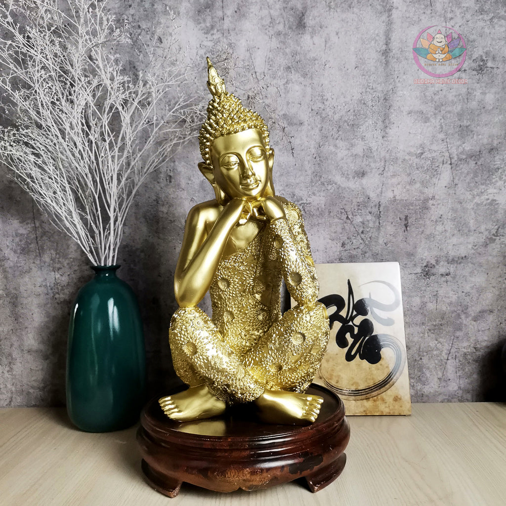 Gold Buddha Trio Statue Set – 14.6" Resin Meditating Buddhas – Peaceful Zen Home Altar, Meditation Space, Spiritual Decor Gift