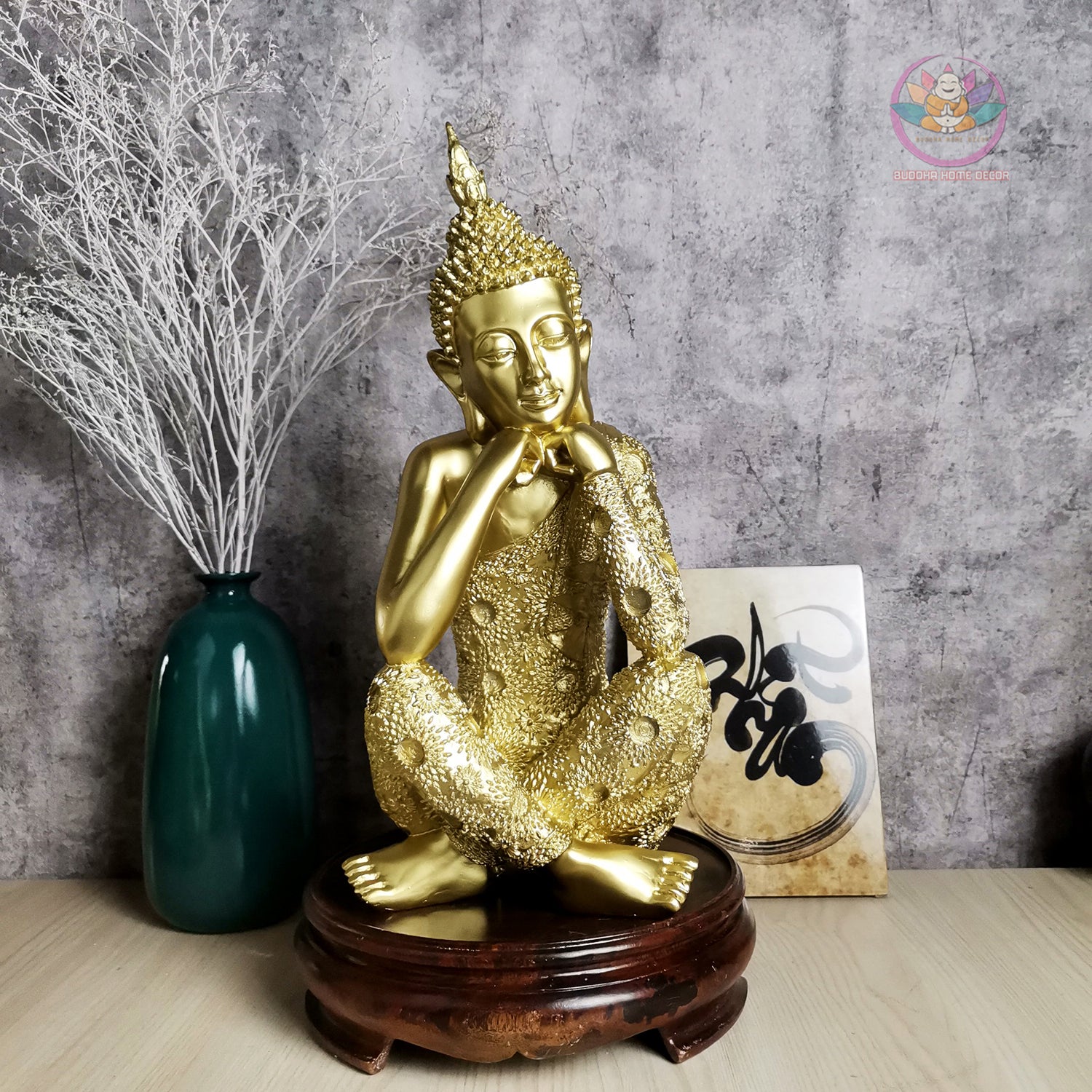 Gold Buddha Trio Statue Set – 14.6" Resin Meditating Buddhas – Peaceful Zen Home Altar, Meditation Space, Spiritual Decor Gift
