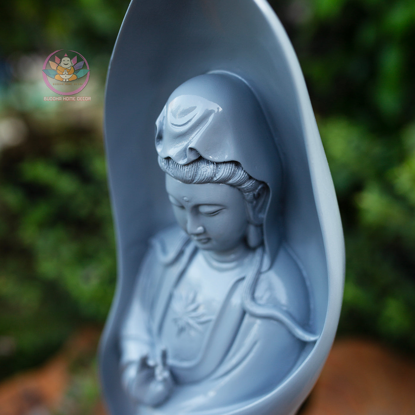 Modern Quan Yin Statue 18.9" | Grey Jade Finish | Standing Guanyin Bodhisattva Home and Altar Decor