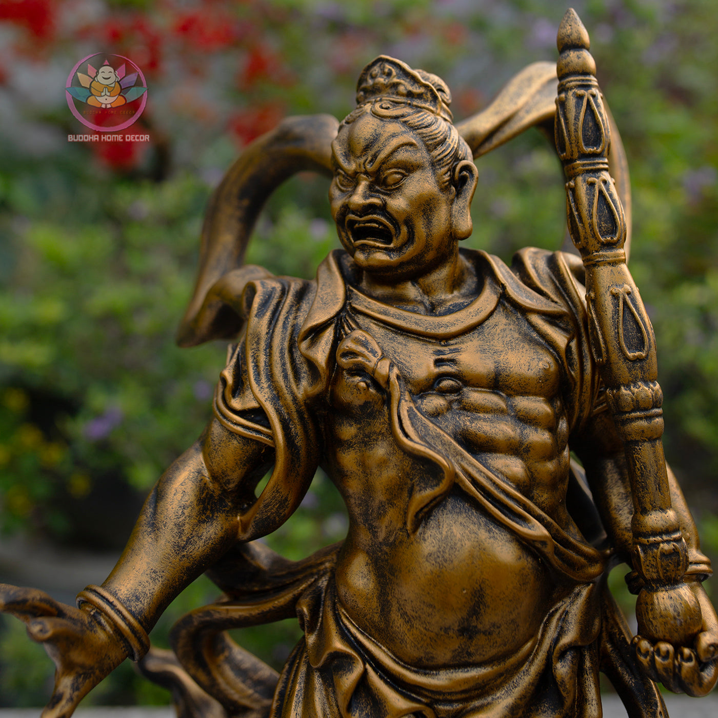 Antique Bronze Vajra Guardian Statues – Handmade Buddhist Temple Decor Set