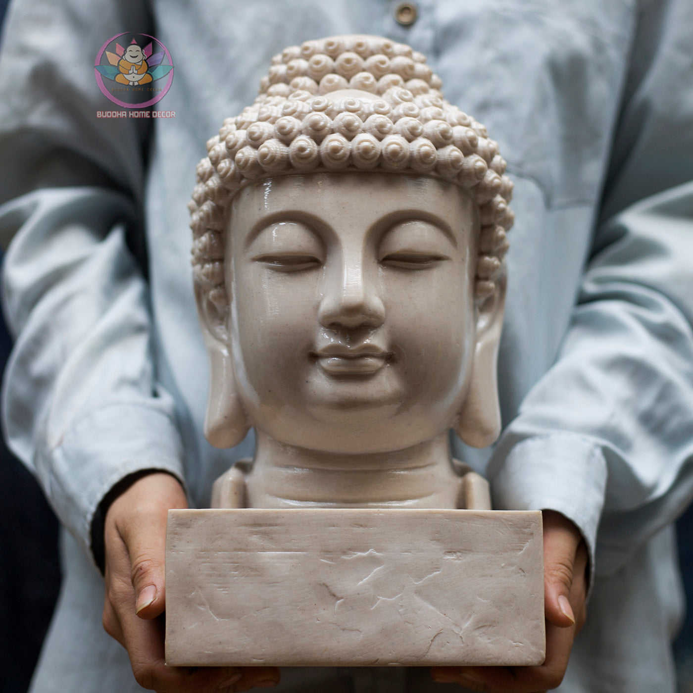 Buddha Head Statue | Composite Resin and Stone Powder | 30 cm / 40 cm | Zen and Home Altar Decor