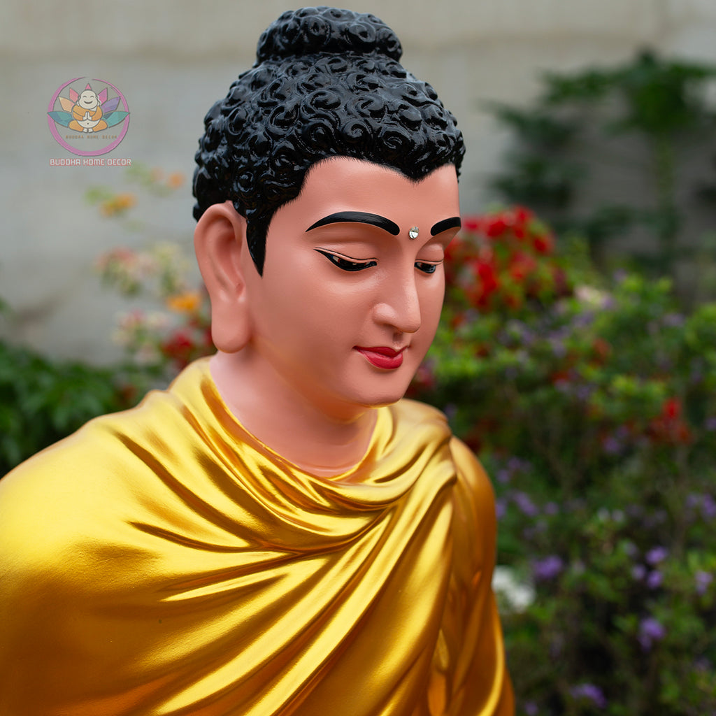 33.4" Golden Shakyamuni Buddha Statue – Handmade Meditation Buddha Home Decor
