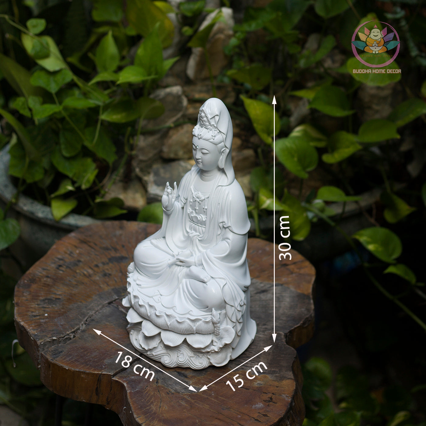 White Guanyin Statue 11.8” | Kuan Yin Goddess of Mercy Figurine | Resin Sculpture for Altar, Zen Home, Meditation, Spiritual Gift
