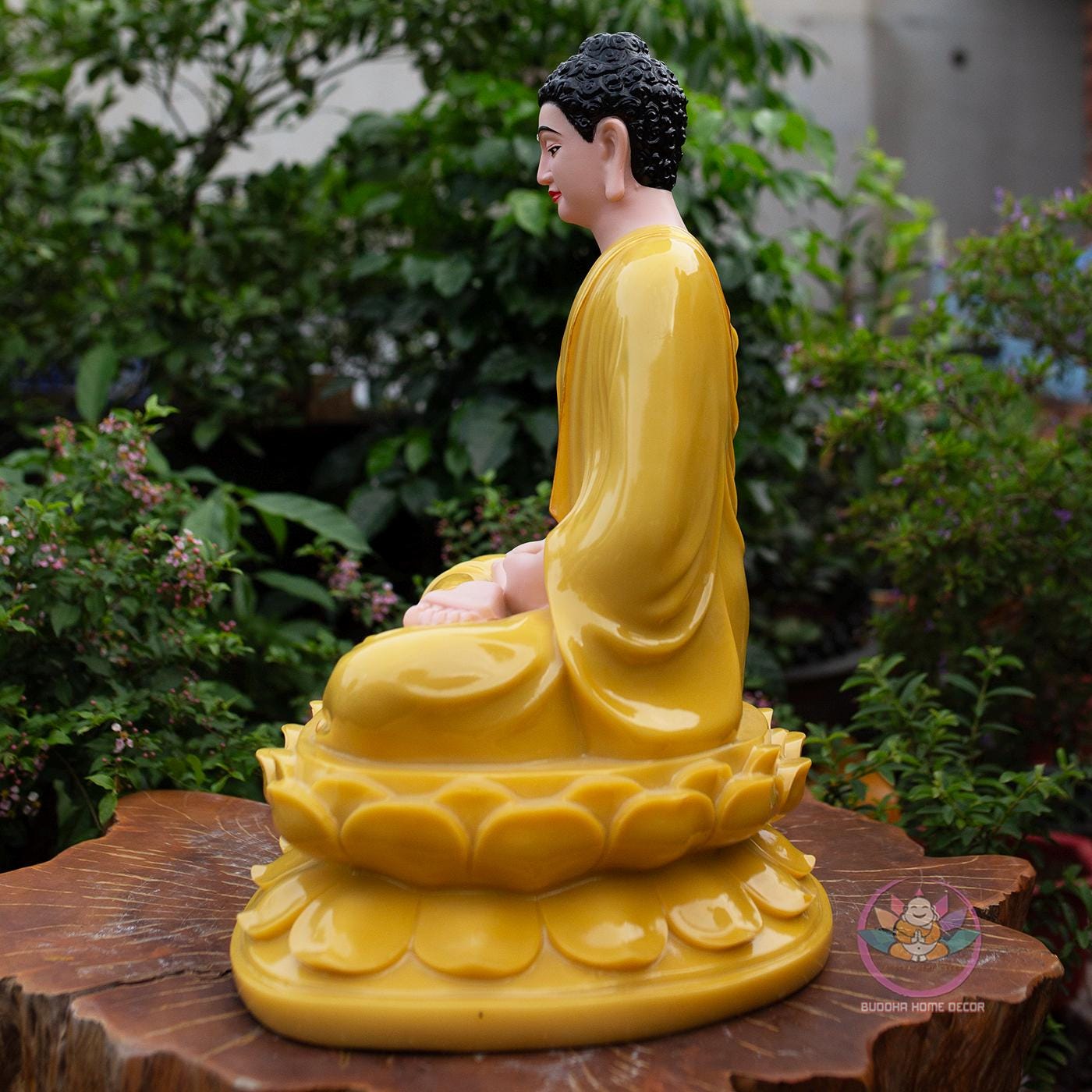 Shakyamuni Buddha Statue – 19.7 inch (50cm) | Yellow Quartz Stone Finish | Meditation & Enlightenment Decor