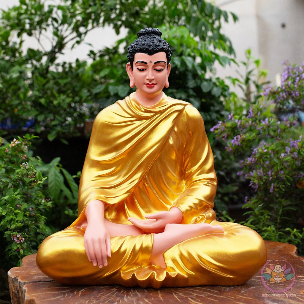 Golden Robe Shakyamuni Buddha Statue – 19.7 inch (50cm) – Meditation & Enlightenment Decor - Zen Decor Art