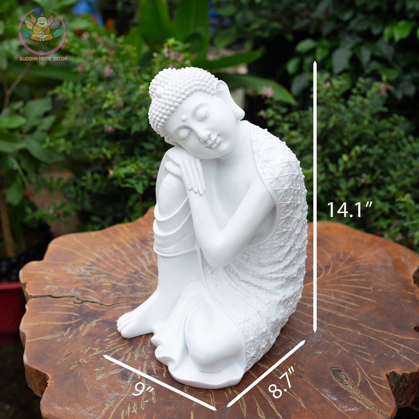 Resting Buddha Statue – 14.2" (36cm) Peaceful Meditation Figure | Handcrafted Resin Sculpture | Zen Decor in 3 Colors | Vietnamese Statue