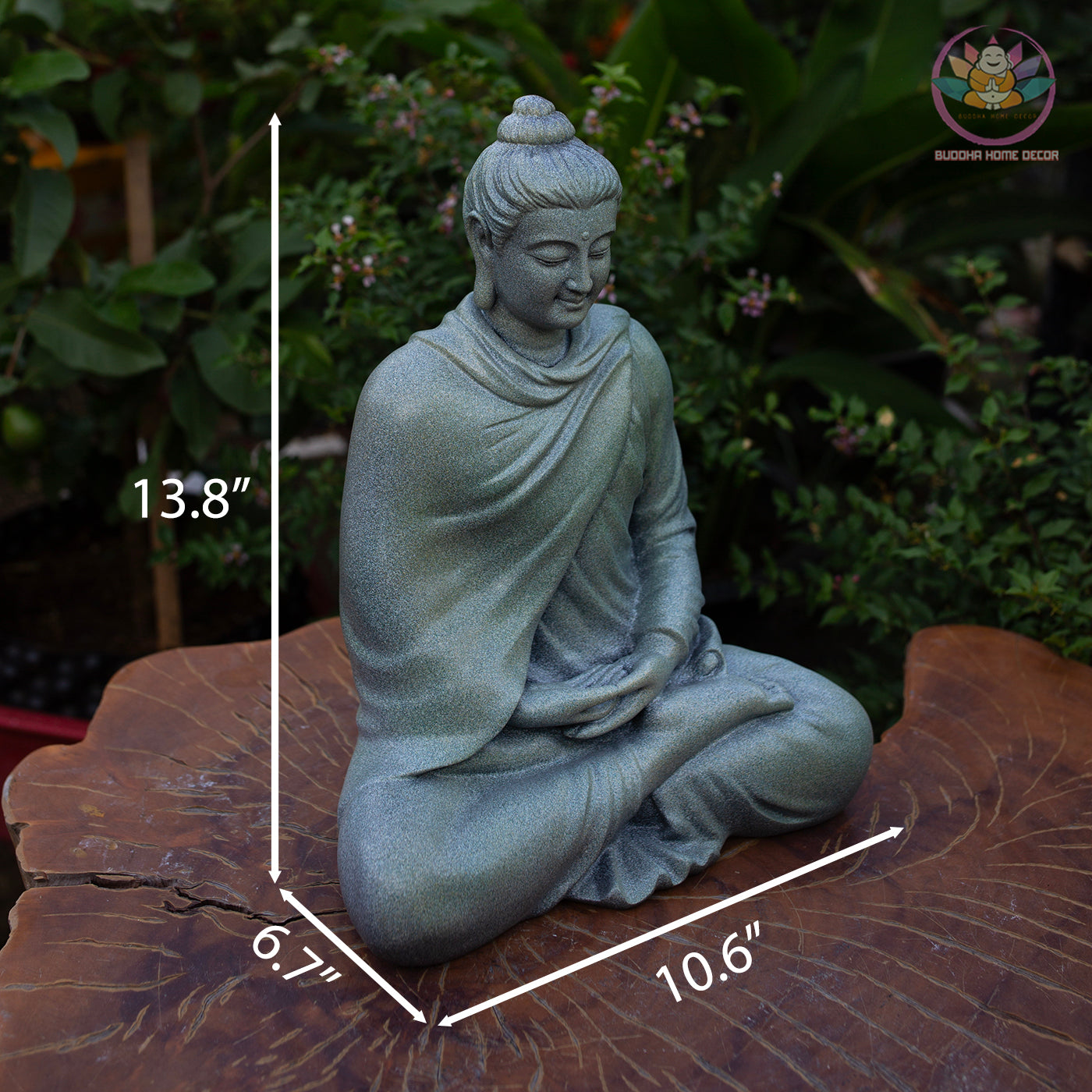 Granite-Style Buddha Statue – 13.8" (35cm) Meditation Pose | Stone-Look Resin Shakyamuni | Handcrafted Zen Decor from Vietnam