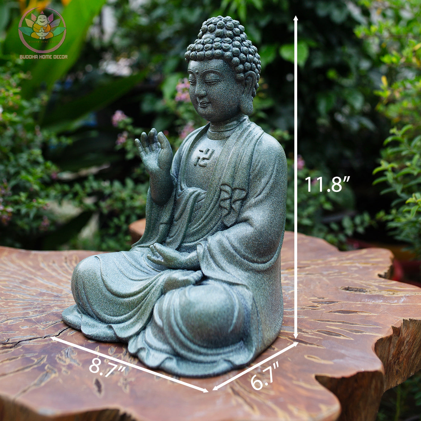 Amitabha Buddha Statue 11.8" – Resin Meditation Sculpture, Zen Home Decor, Pure Land Buddhist Figurine, Altar & Spiritual Gift