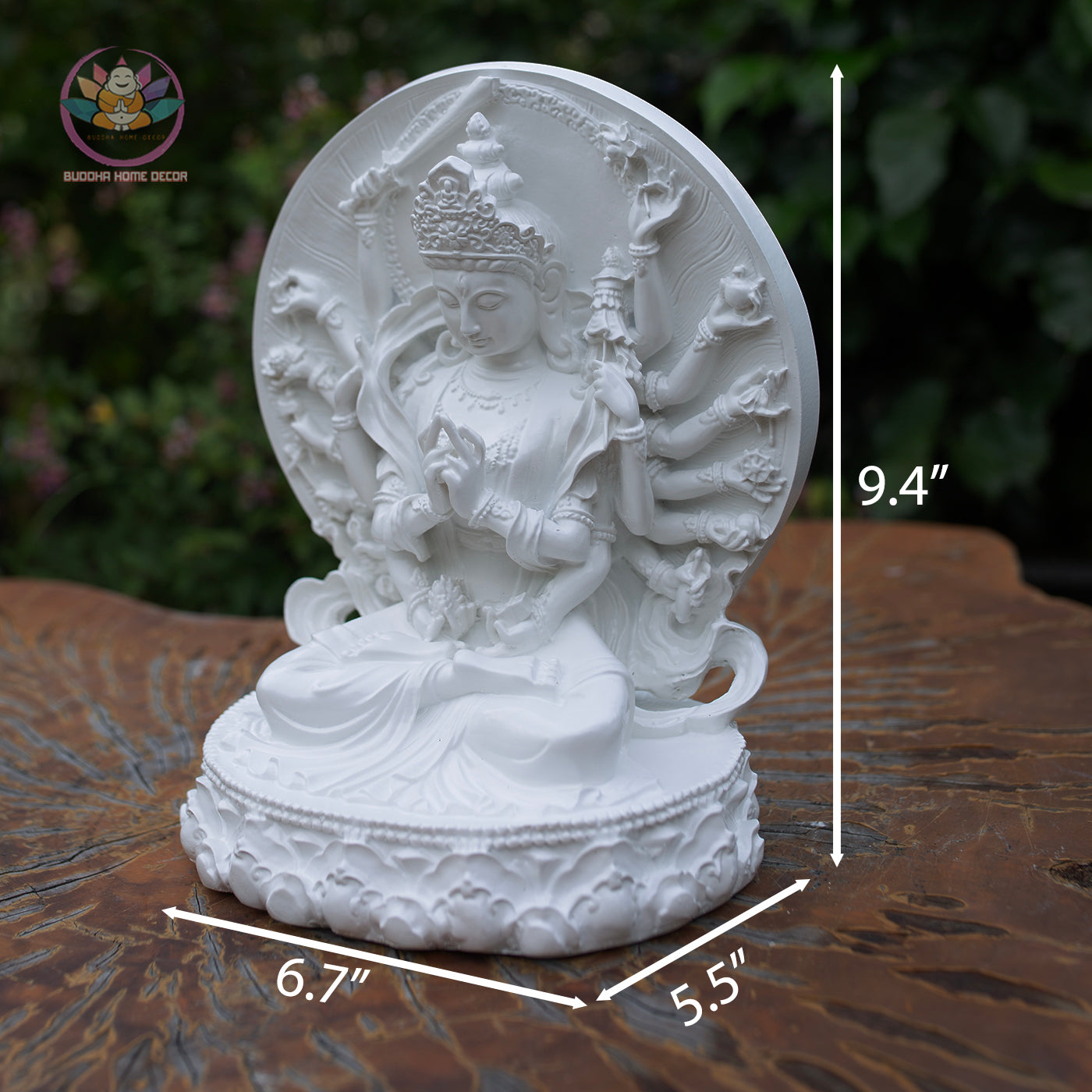 Cundi Bodhisattva Statue 9.4" – White Resin Multi-Armed Buddha for Home & Altar Decor