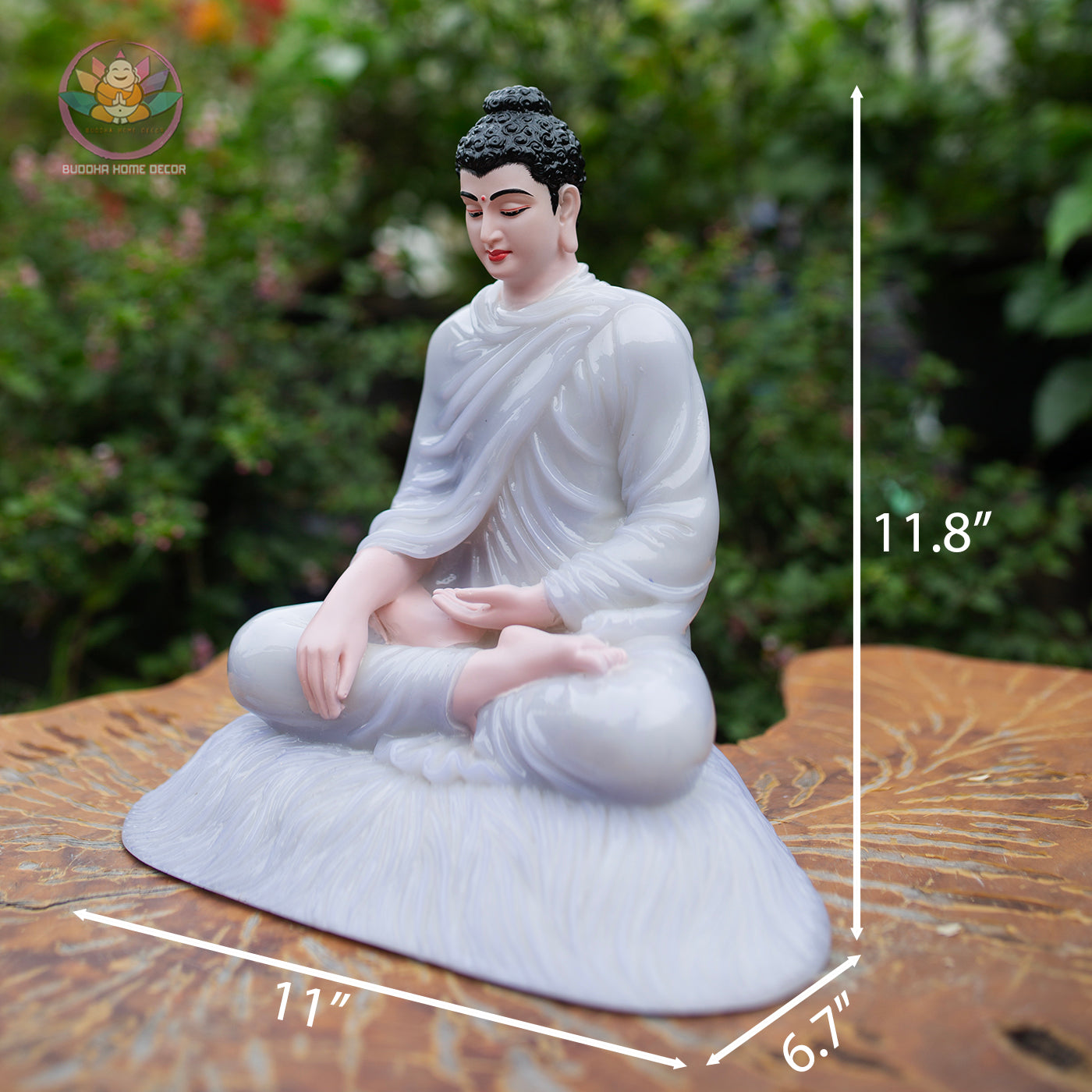 11.8" Shakyamuni Buddha Statue – Glossy Lilac Resin Meditation Figurine, Seated Buddhist Sculpture for Zen Home Altar, Yoga Studio Decor