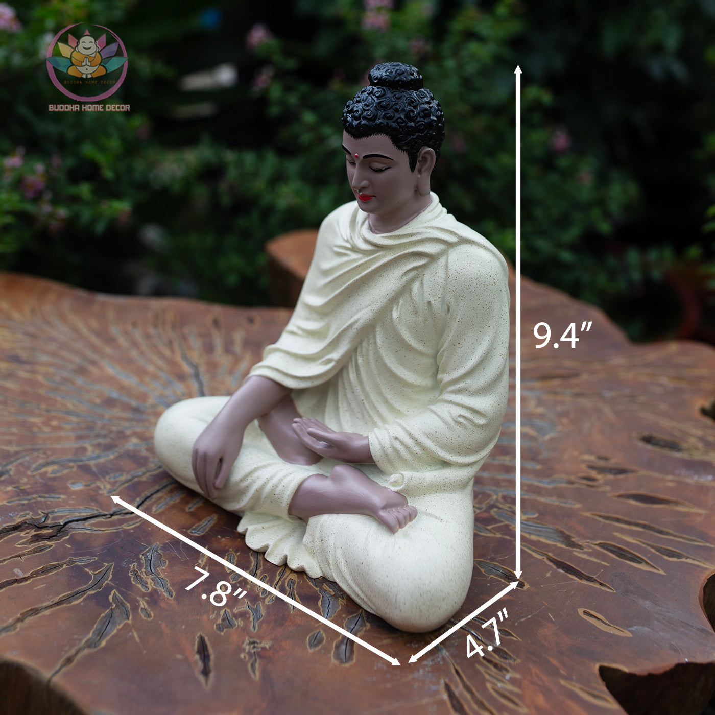 Yellow Buddha Statue 9.4" – Ceramic-Style Resin Meditation Figurine, Shakyamuni Sculpture, Zen Buddhist Altar Decor, Spiritual Gift