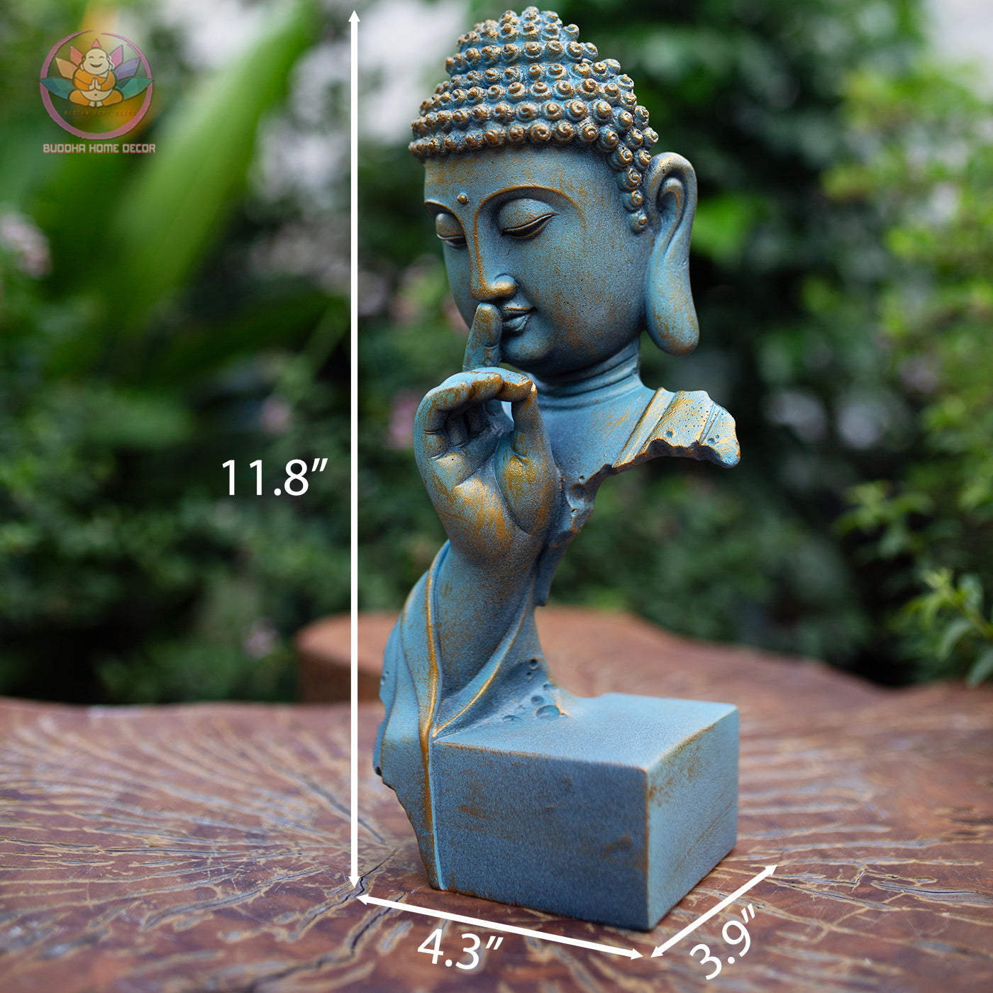 Blue Buddha Bust Statue Resin Sculpture – Zen Home Decor, Meditation Altar Figurine, Spiritual Gift, Yoga Room Accent