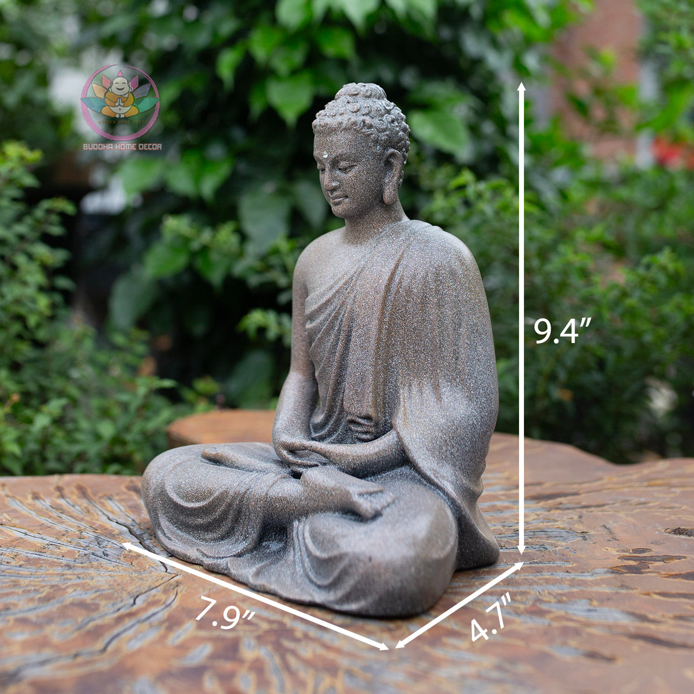 Shakyamuni Buddha Statue 9.4" – Antique Stone Finish Meditation Buddha Sculpture