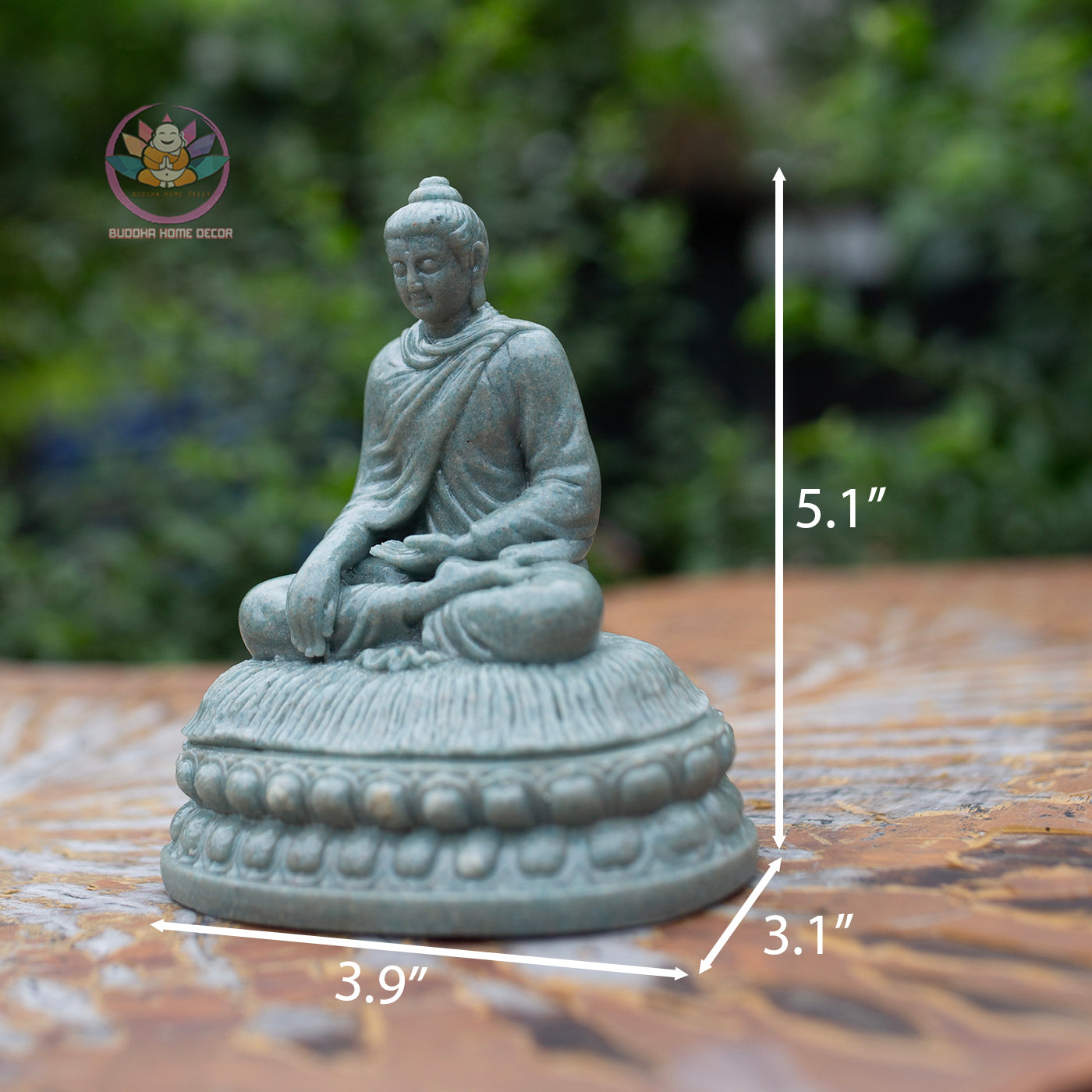 Mini Shakyamuni Buddha Statue – 5.1" Resin Stone Figurine | Small Meditating Buddha on Lotus