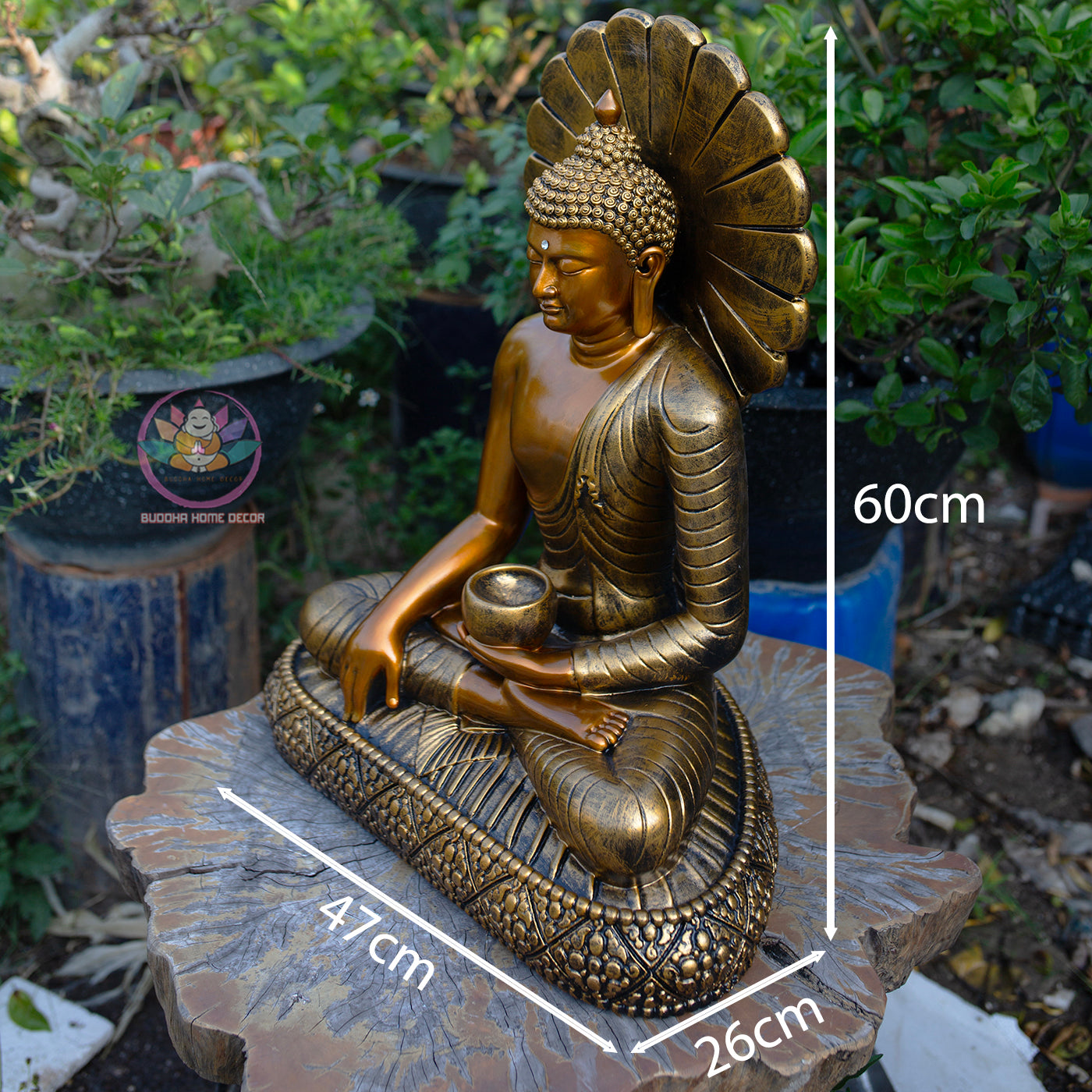 Shakyamuni Buddha Alms Bowl Statue, Antique Bronze Finish, Meditation Buddha Sculpture, Zen Home Decor, Buddhist Spiritual Gift
