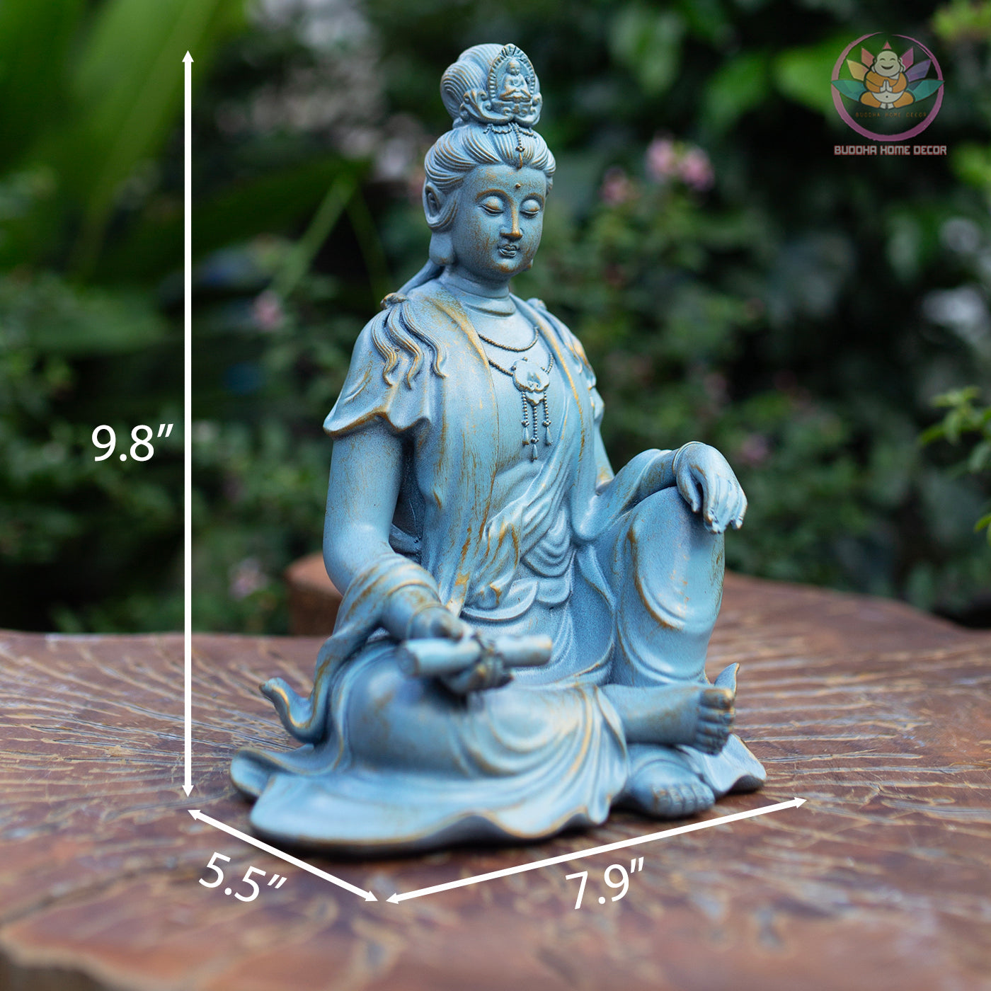 Seated Guanyin Buddha Statue 9.8" – Resin Kwan Yin Figurine, Goddess of Mercy Sculpture, Zen Home Meditation Altar Decor Gift
