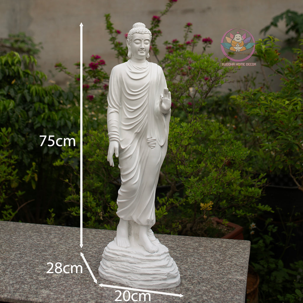 Standing Shakyamuni Buddha Statue, Blessing Buddha Sculpture, Abhaya Mudra Buddha, Zen Spiritual Decor, Buddhist Home Altar Statue