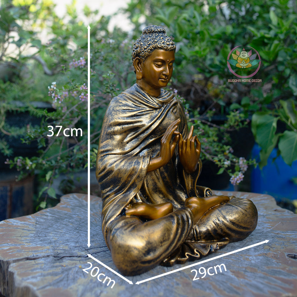 Shakyamuni Buddha Dharmachakra Mudra Statue, Antique Bronze Finish, Handcrafted Buddhist Sculpture, Meditation Zen Decor, Spiritual Gift