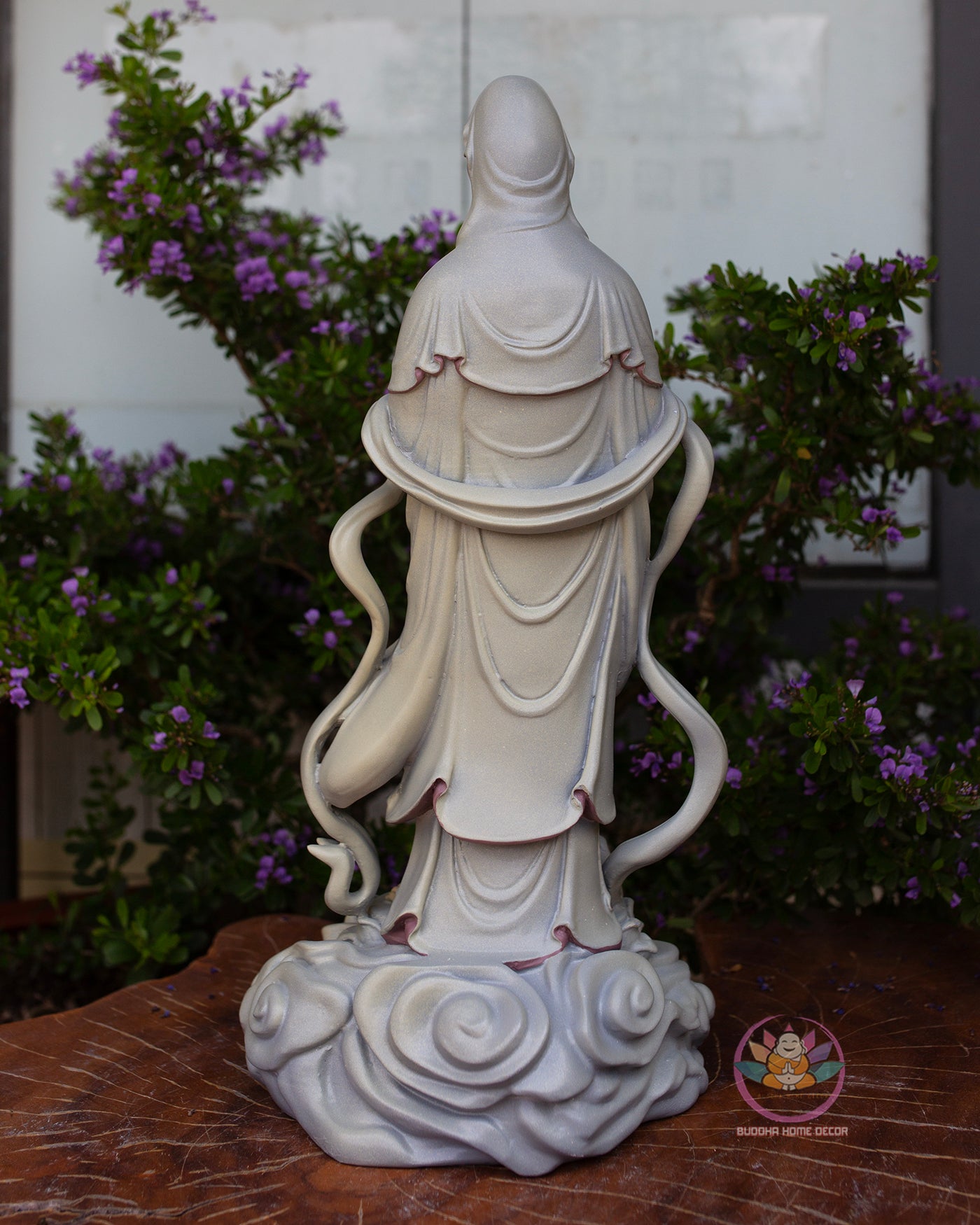 Standing Guanyin Statue – 19.7" (50cm) Bodhisattva on Cloud Base | Hand-Painted Resin Sculpture | Vintage Buddhist Decor from Vietnam