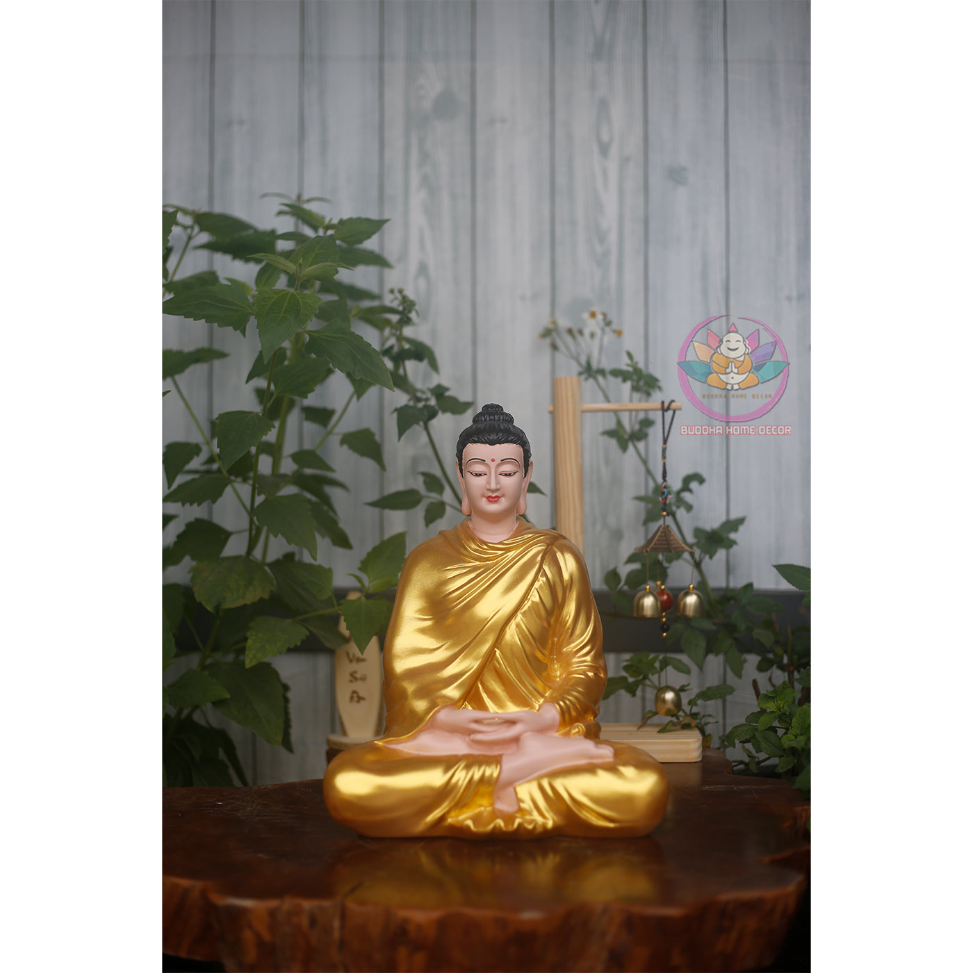 Shakyamuni Buddha Statue in Robe – 13.7 inches Handcrafted Resin Sculpture for Home Altar, Meditation, and Zen Decor