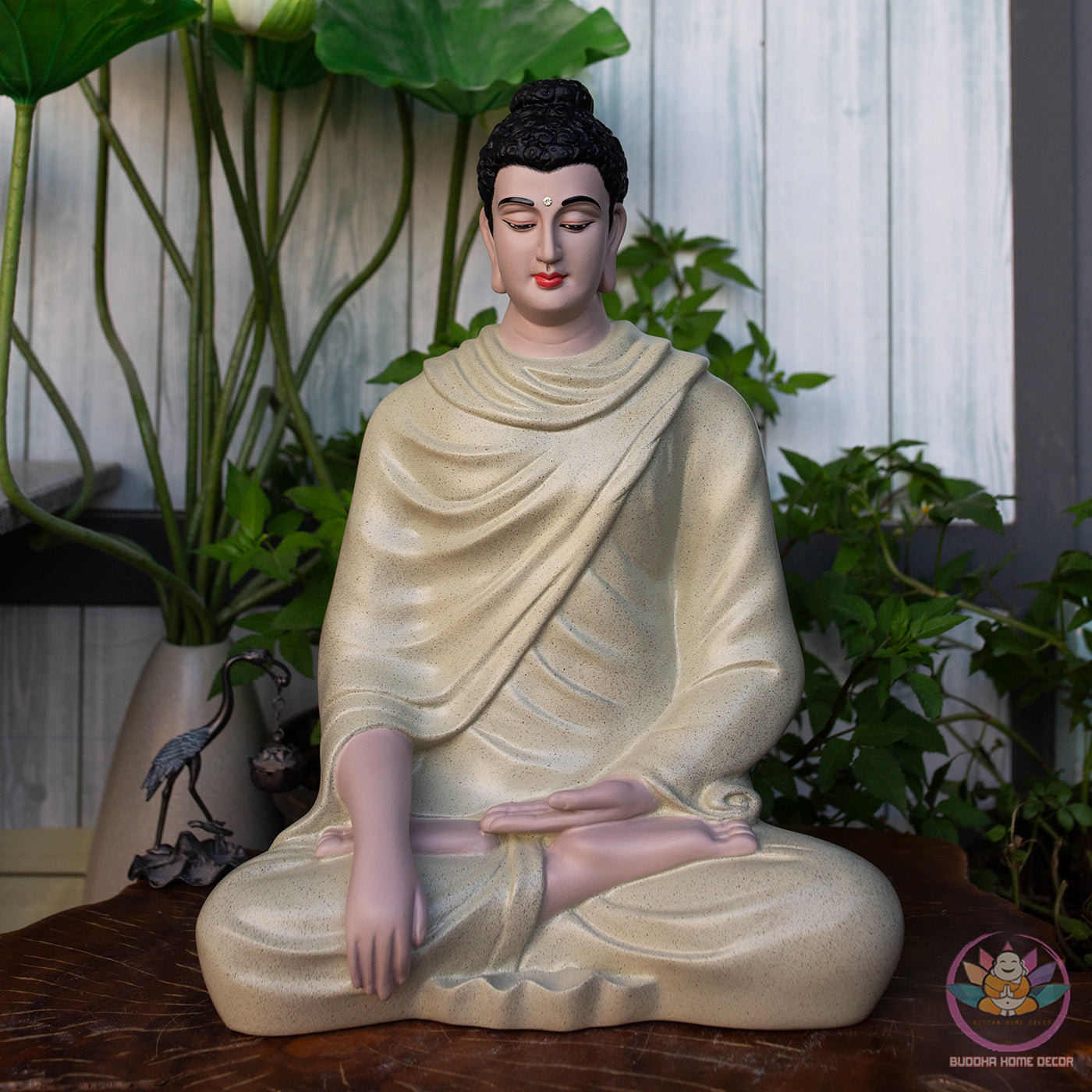 Granite-Look Buddha Statue – Shakyamuni in Meditation | 3D Printed & Hand-Finished | 18.1" Resin Sculpture | Vietnamese Handmade Altar Decor