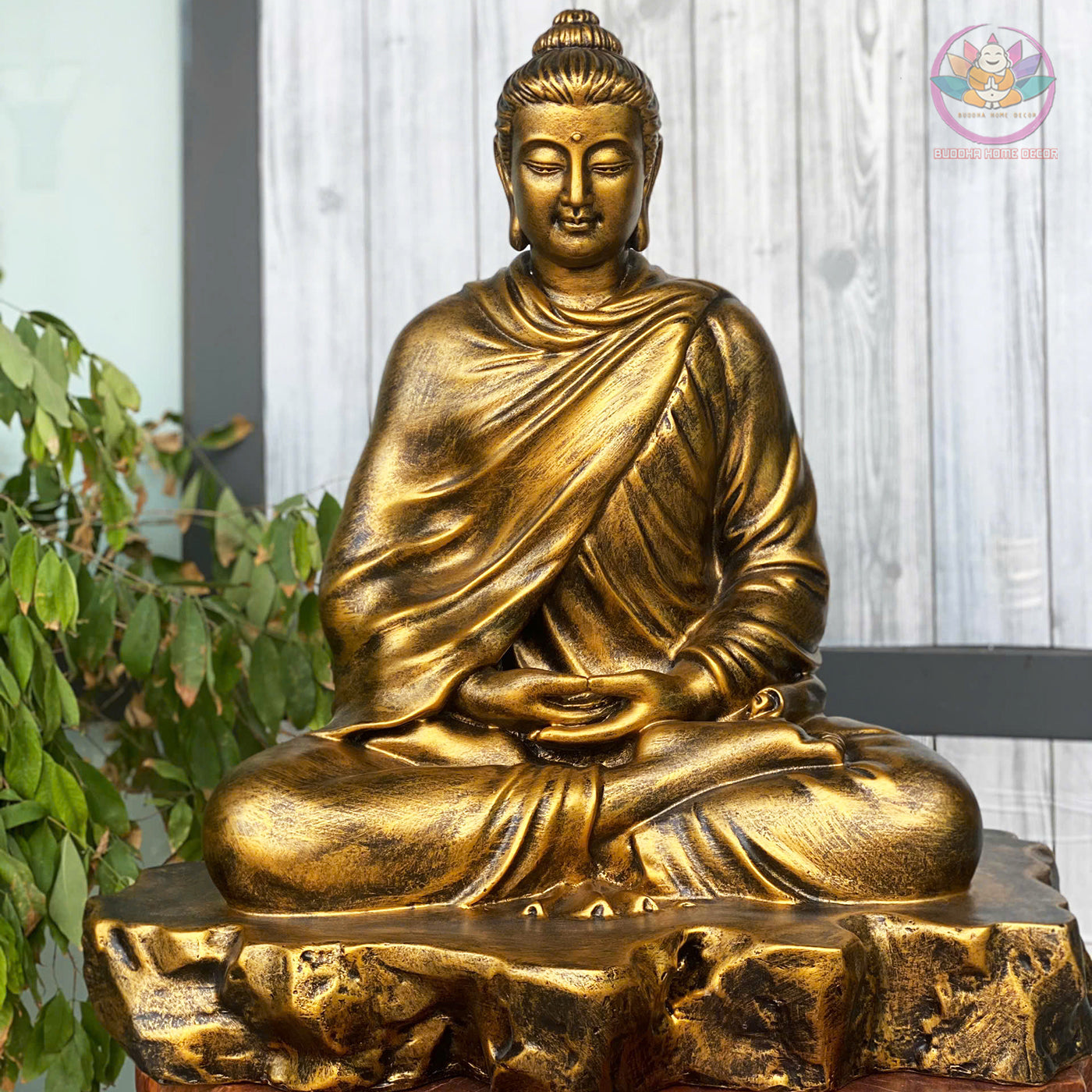 Shakyamuni Buddha Statue in Robe – 13.7 inches Handcrafted Resin Sculpture for Home Altar, Meditation, and Zen Decor