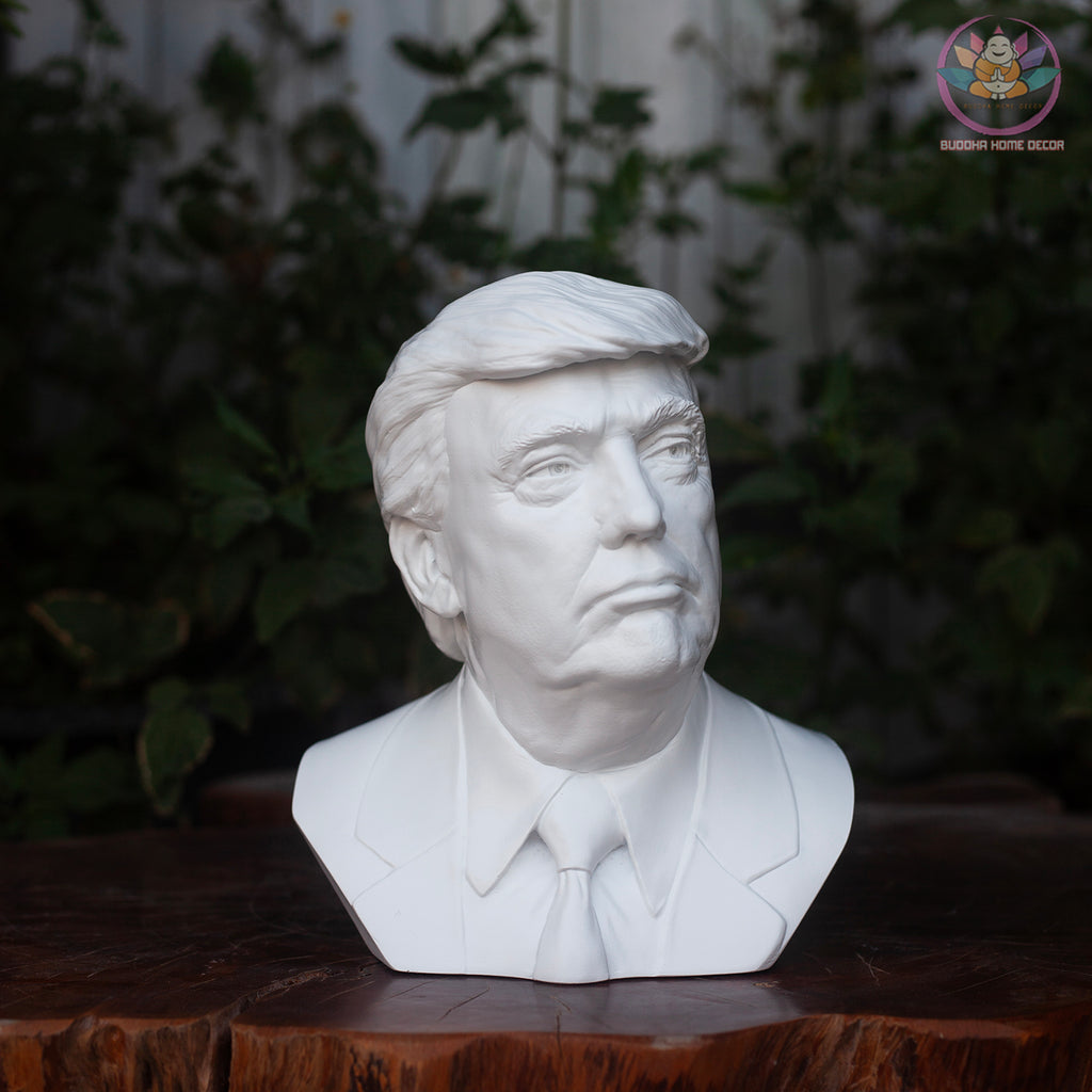 White Presidential Bust Sculpture – 8.7" Resin Political Figure | Modern Home Decor | Desktop Display | 3D Printed & Hand-Finished