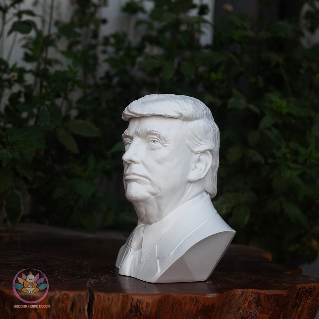 White Presidential Bust Sculpture – 8.7" Resin Political Figure | Modern Home Decor | Desktop Display | 3D Printed & Hand-Finished