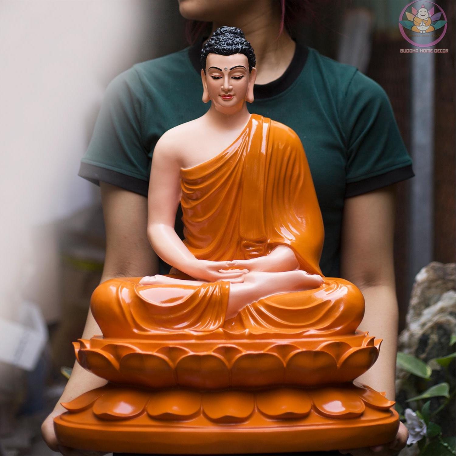 18.9 inches Shakyamuni Buddha Statue – Seated in Serenity on Lotus Throne Zen - Home Altar Decor, Meditation Sculpture, Mindfulness Gift