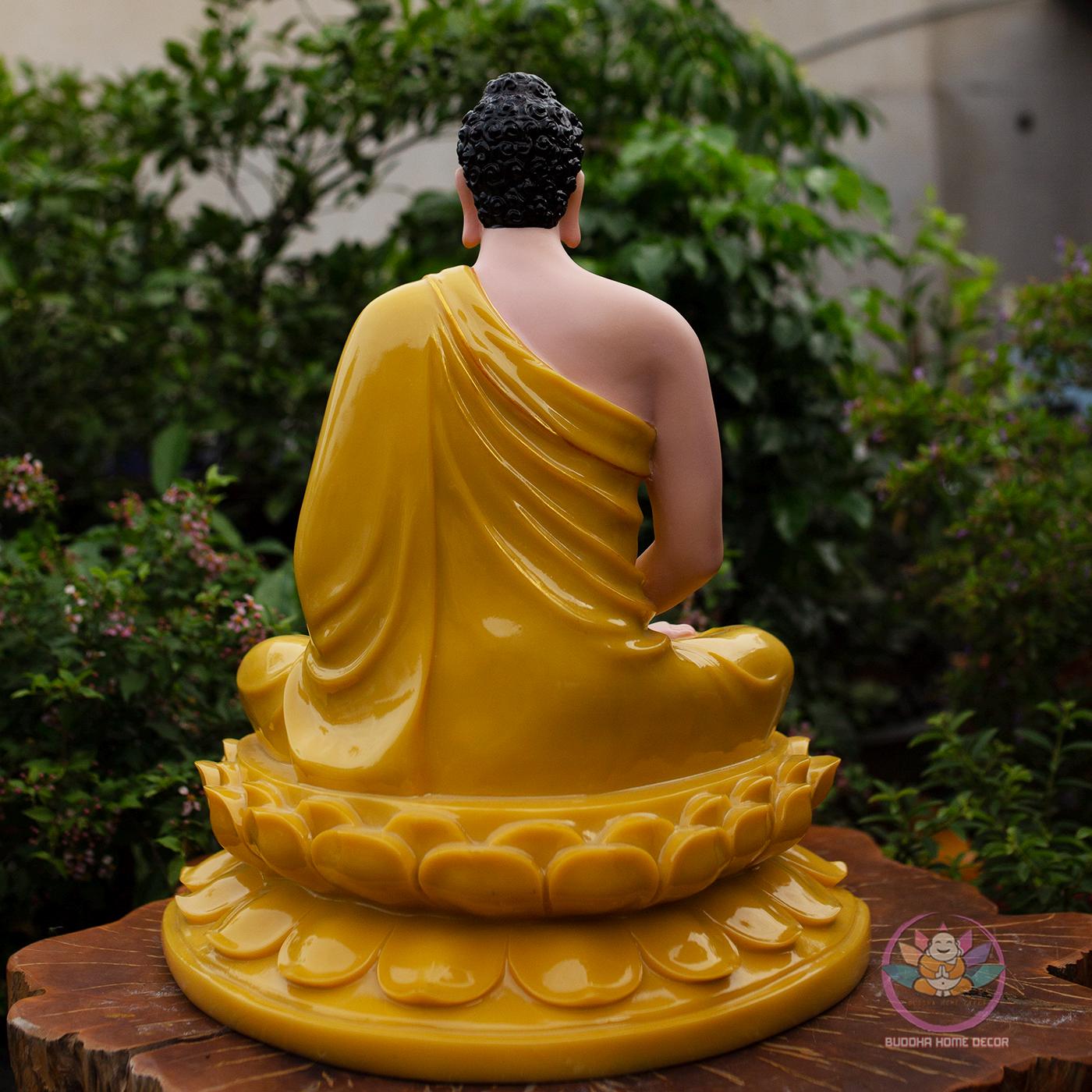 Shakyamuni Buddha Statue – 19.7 inch (50cm) | Yellow Quartz Stone Finish | Meditation & Enlightenment Decor