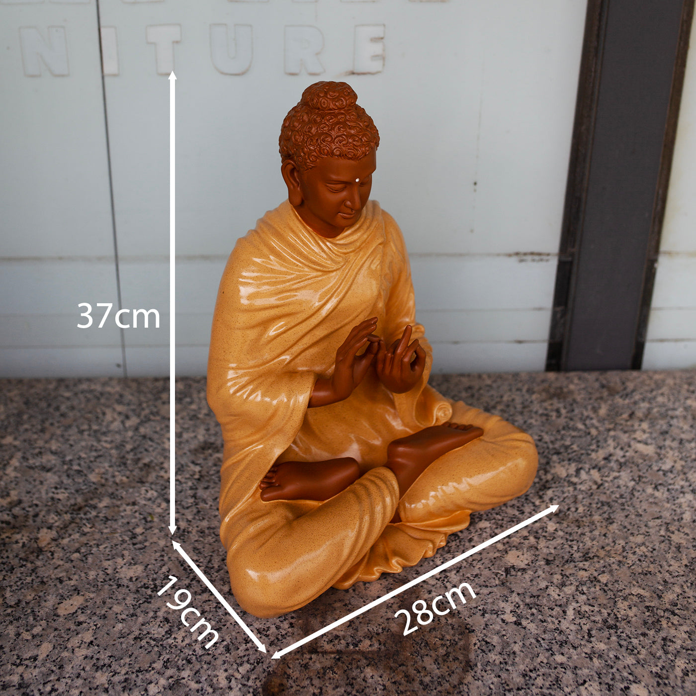 Shakyamuni Buddha Statue 14.5" | Composite Resin and Stone Powder| Turning the Wheel of Dharma Pose